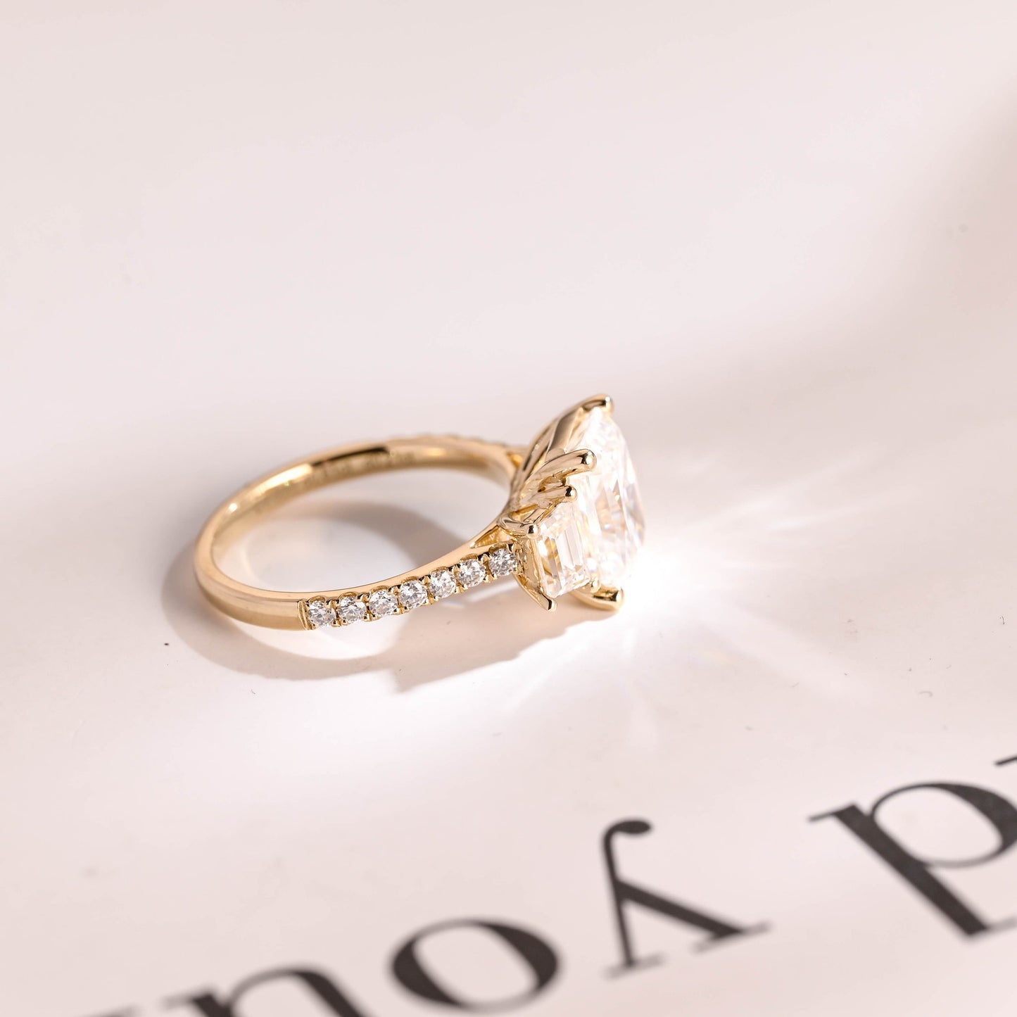 1.0 CT Radiant Cut Three Stone Moissanite Engagement Ring