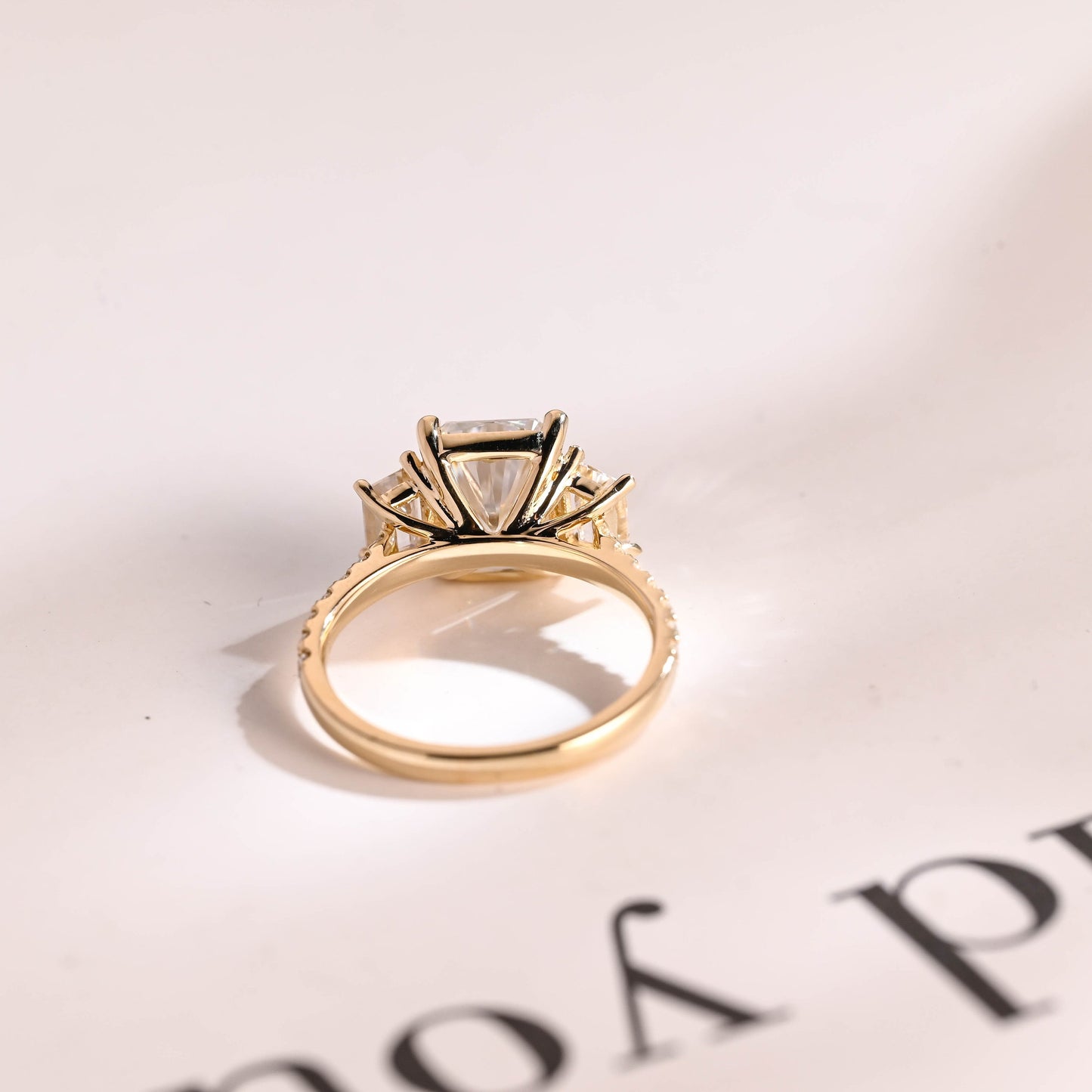 1.0 CT Radiant Cut Three Stone Moissanite Engagement Ring