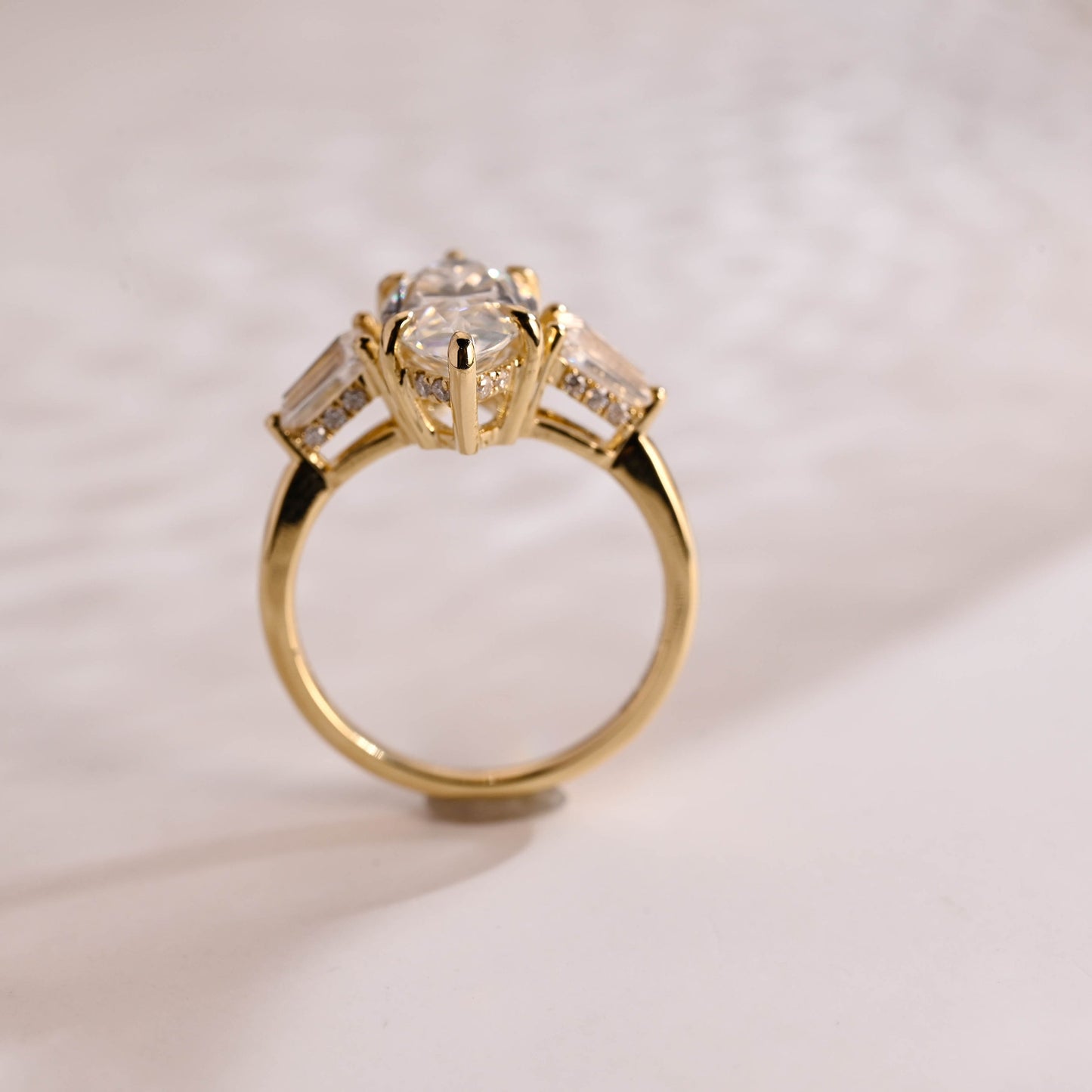 2.5 CT Marquise Cut Three Stone Moissanite Engagement Ring