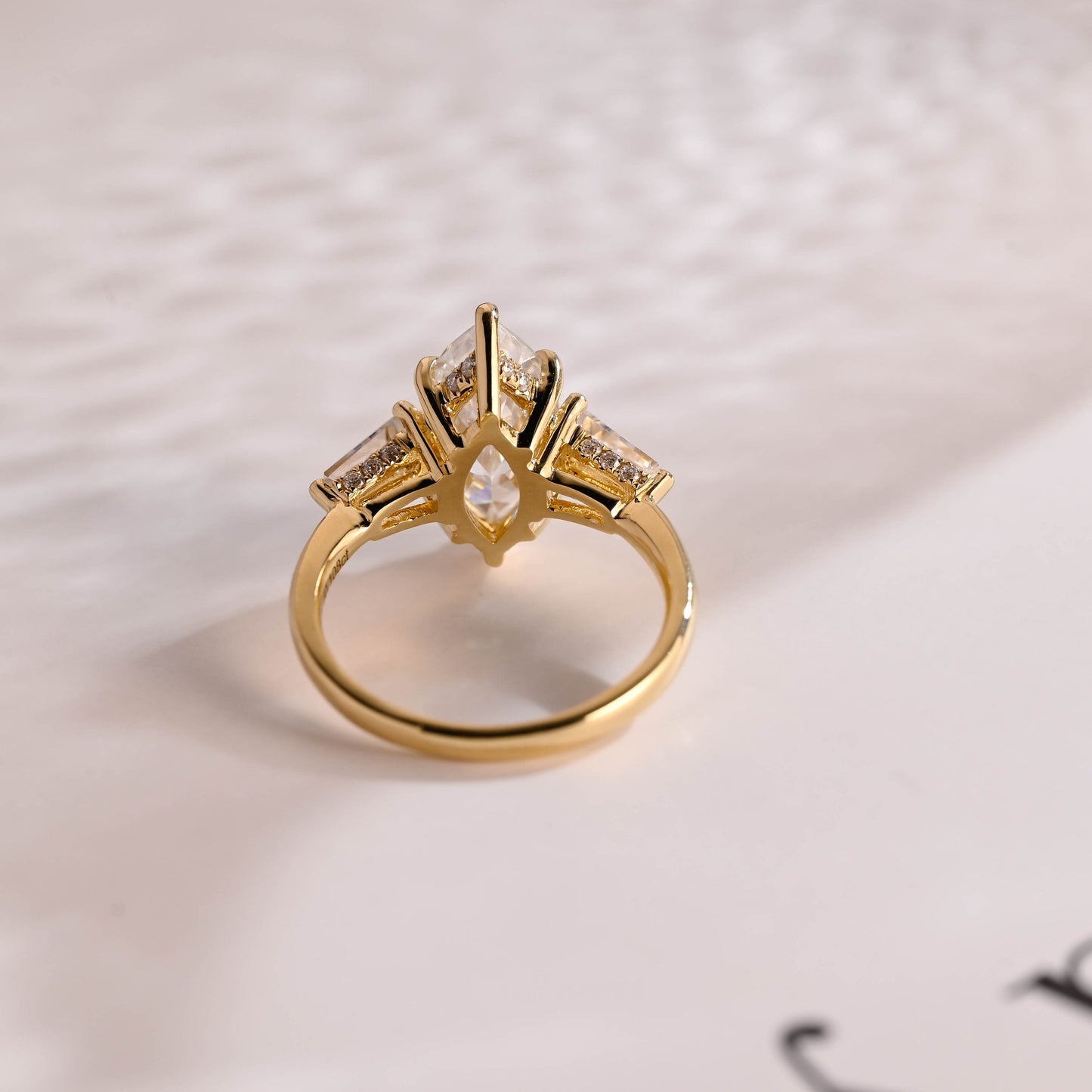 2.5 CT Marquise Cut Three Stone Moissanite Engagement Ring