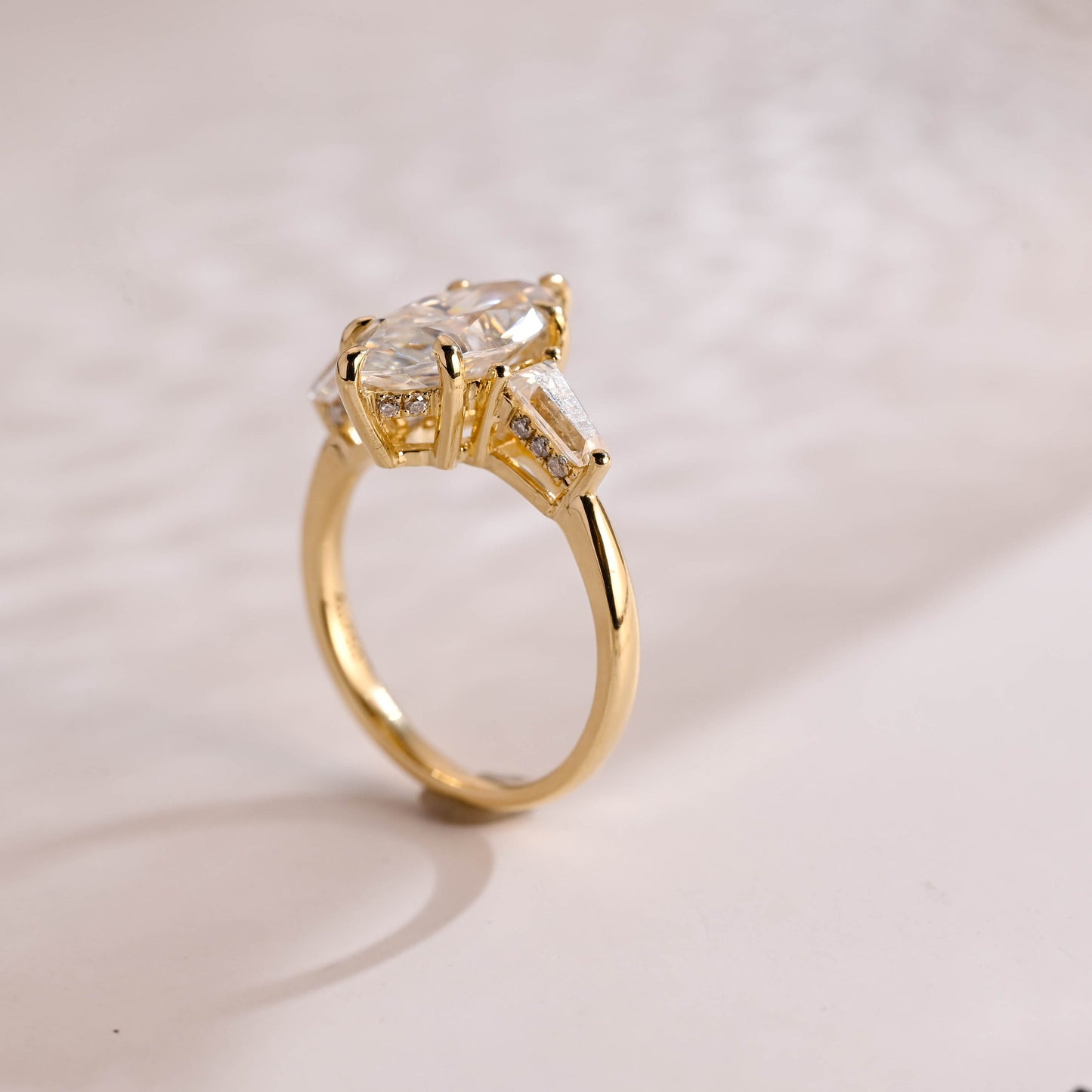 2.5 CT Marquise Cut Three Stone Moissanite Engagement Ring