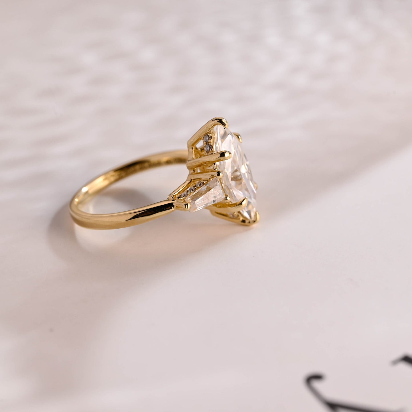 2.5 CT Marquise Cut Three Stone Moissanite Engagement Ring