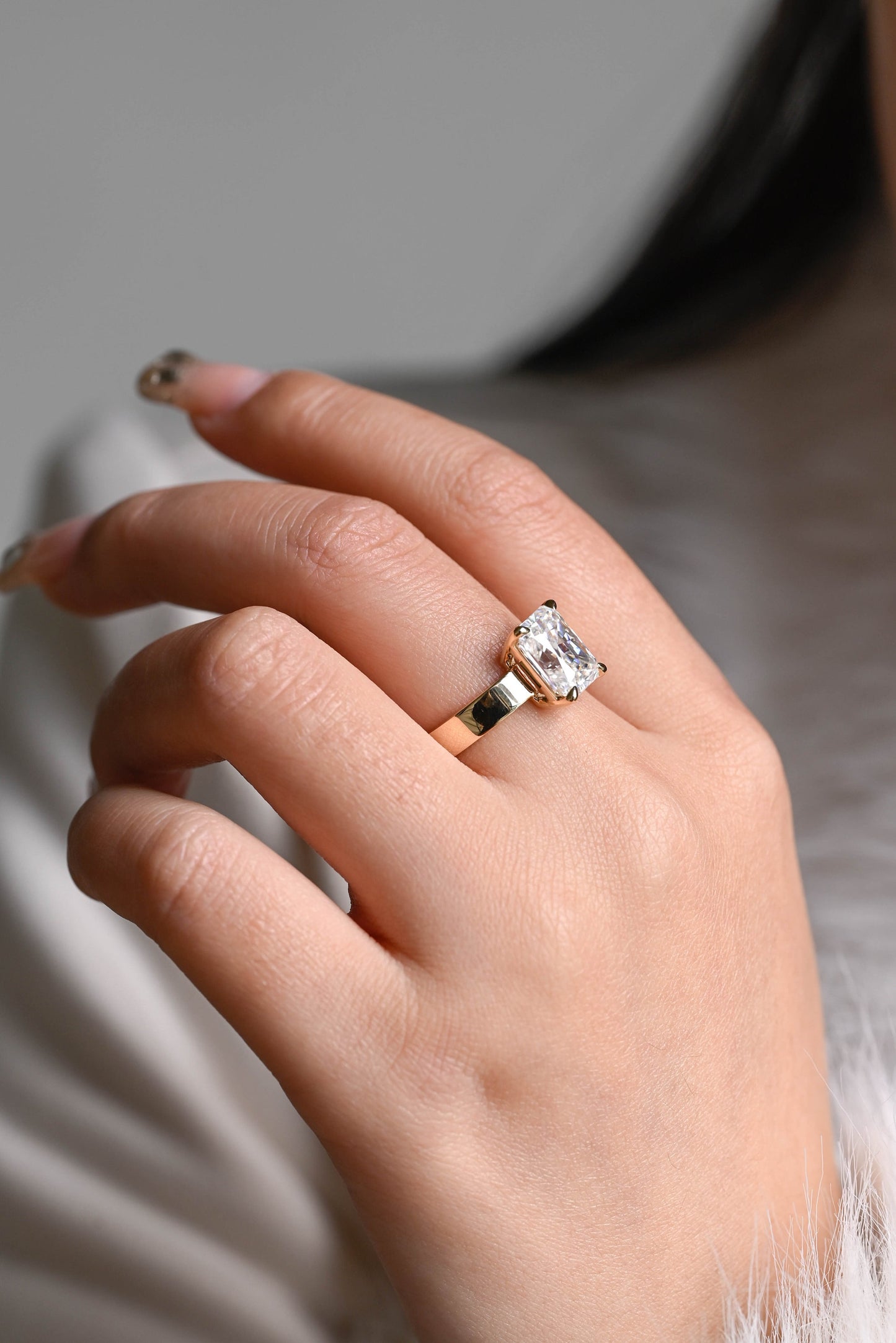2.5 CT Radiant Cut Solitaire Moissanite Engagement Ring