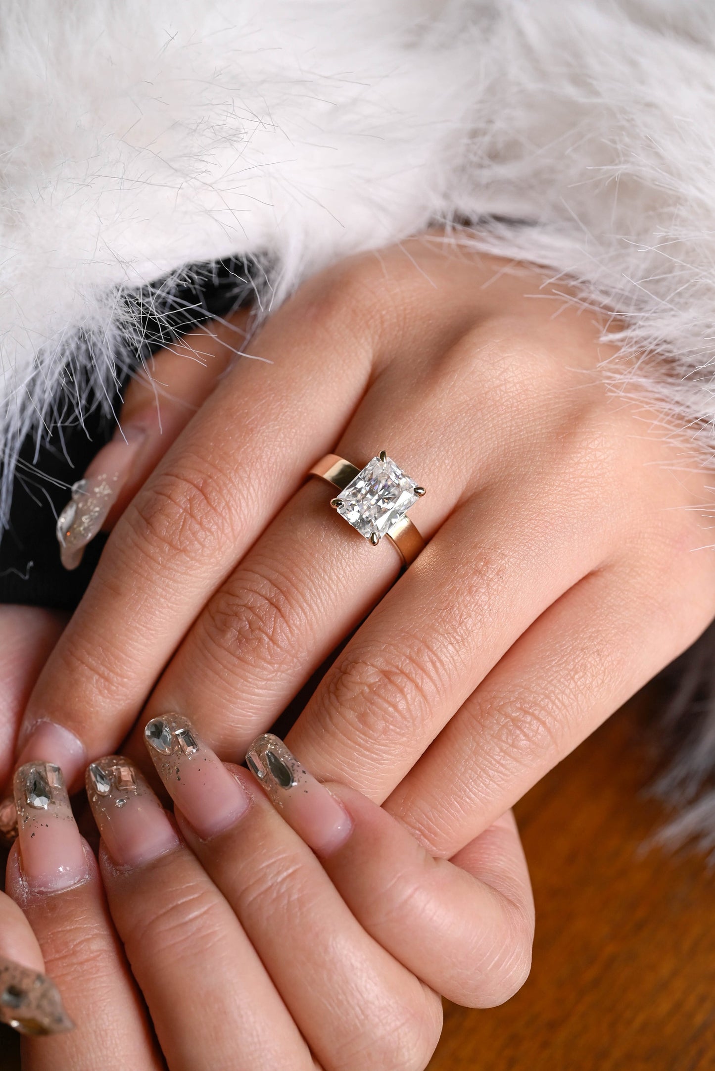2.5 CT Radiant Cut Solitaire Moissanite Engagement Ring