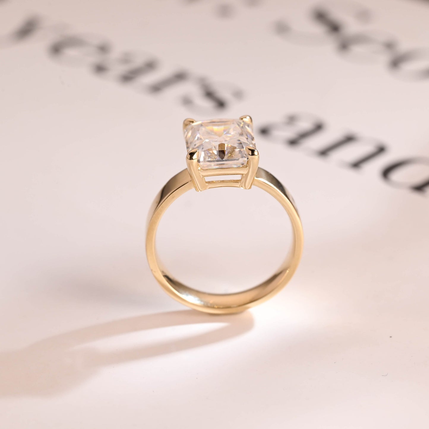 2.5 CT Radiant Cut Solitaire Moissanite Engagement Ring