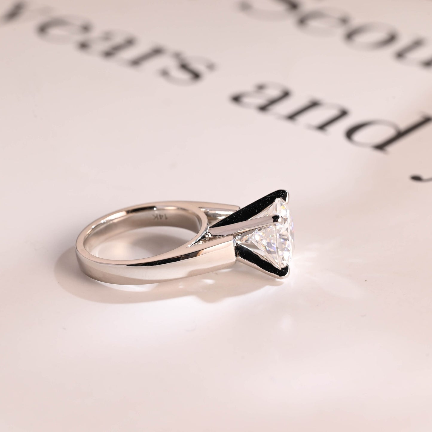 3.5 CT Round Cut Solitaire Moissanite Engagement Ring