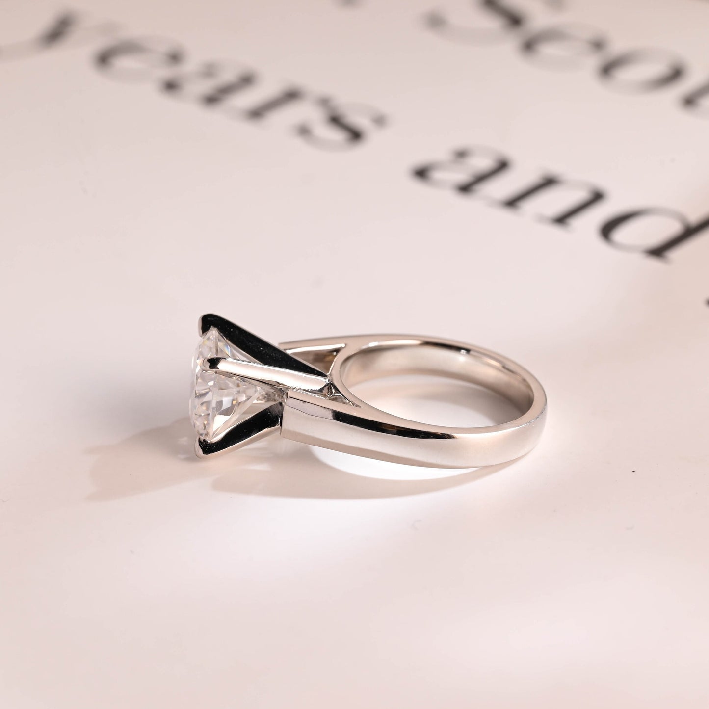 3.5 CT Round Cut Solitaire Moissanite Engagement Ring