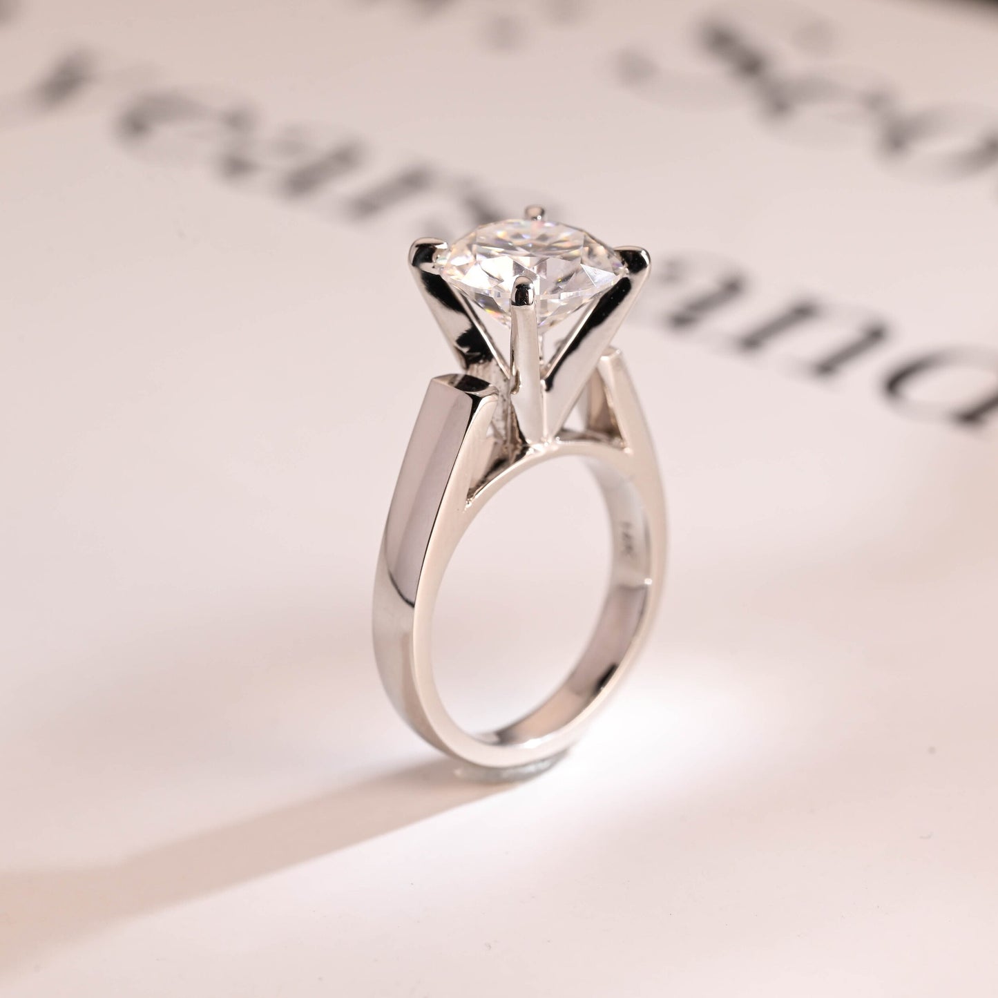 3.5 CT Round Cut Solitaire Moissanite Engagement Ring