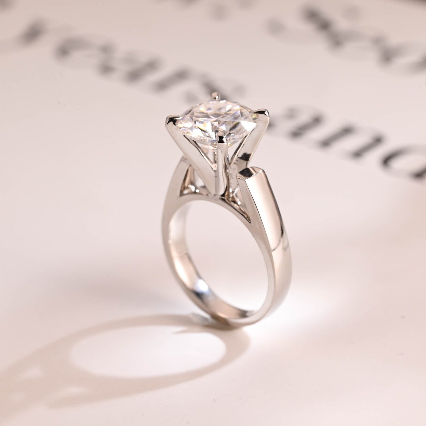 3.5 CT Round Cut Solitaire Moissanite Engagement Ring