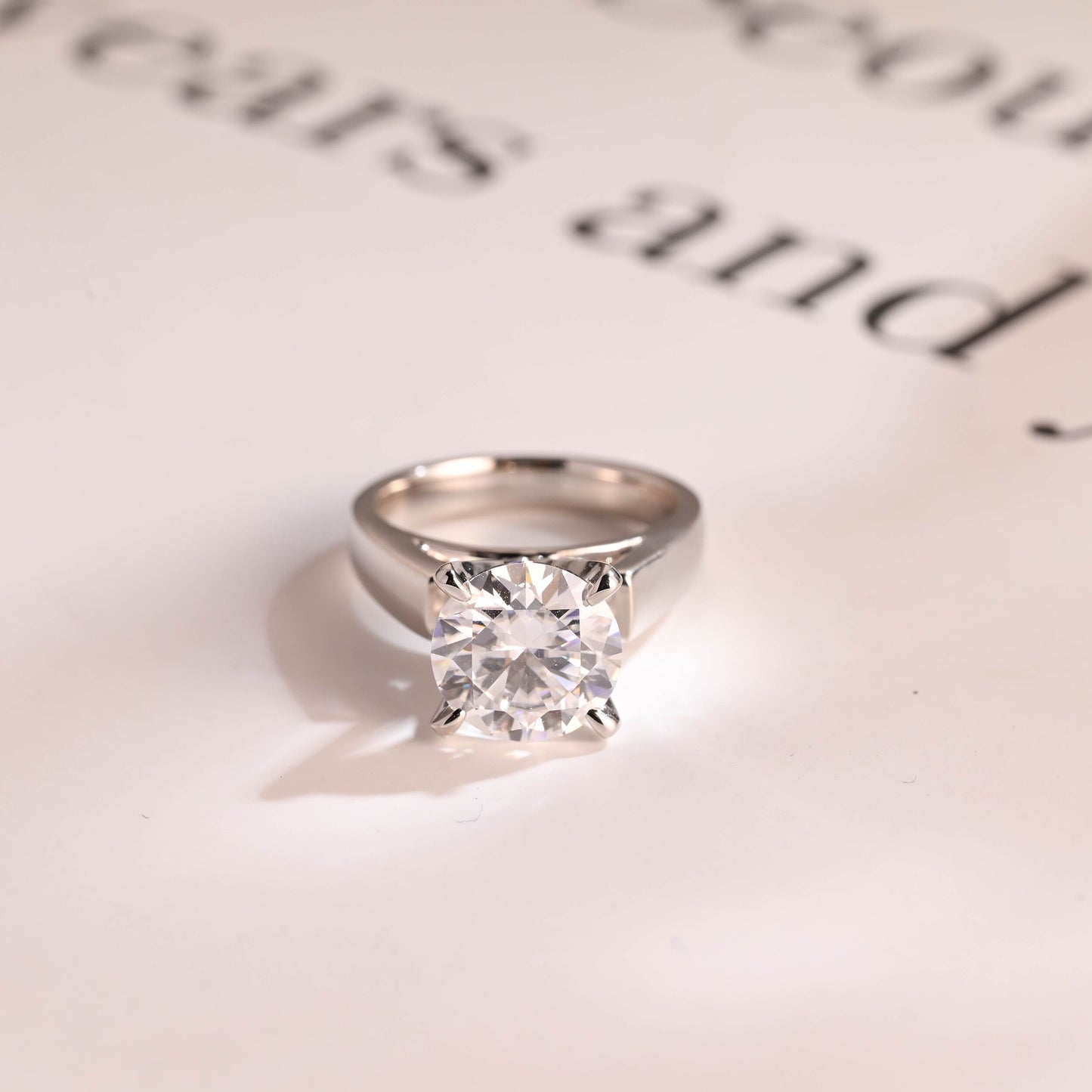 3.5 CT Round Cut Solitaire Moissanite Engagement Ring