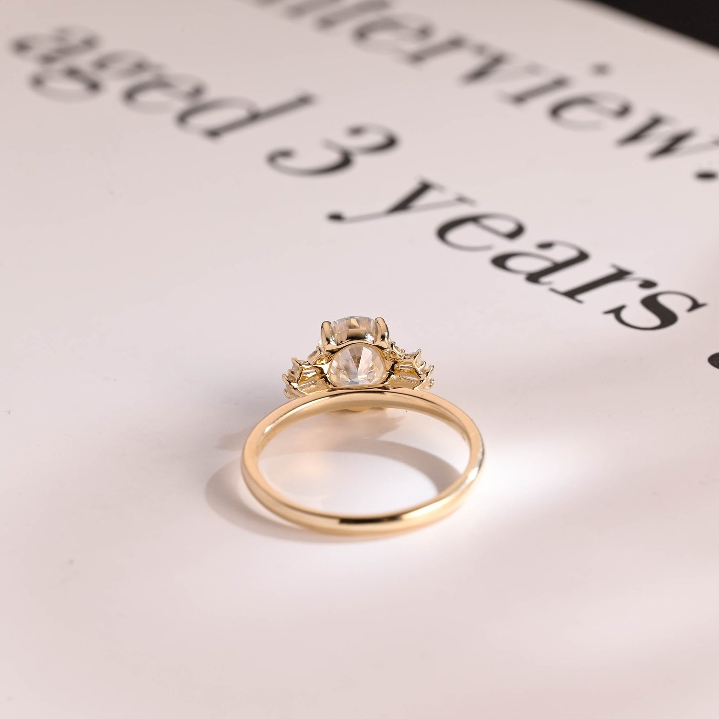 2.0 CT Oval Cut Cluster Moissanite Engagement Ring
