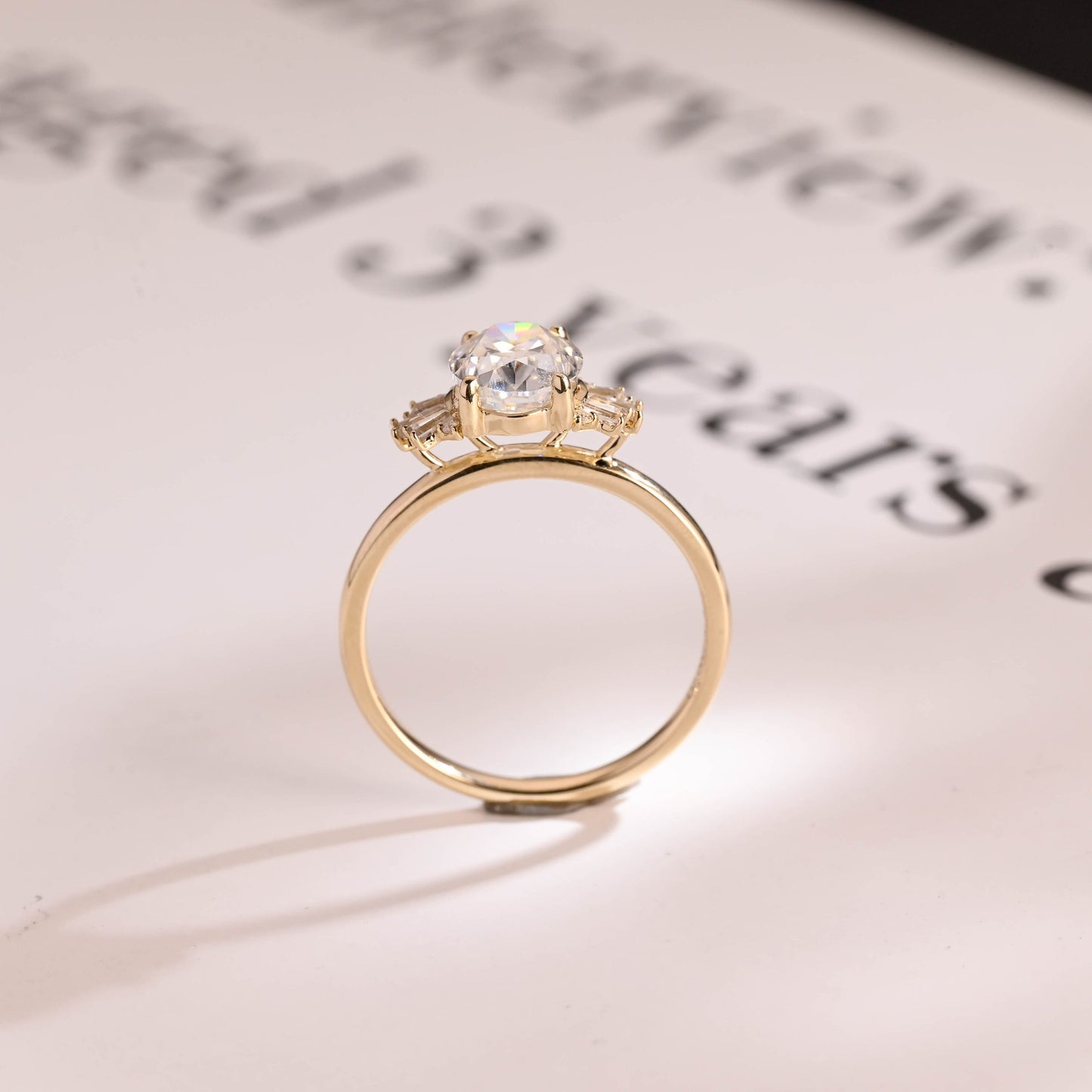 2.0 CT Oval Cut Cluster Moissanite Engagement Ring