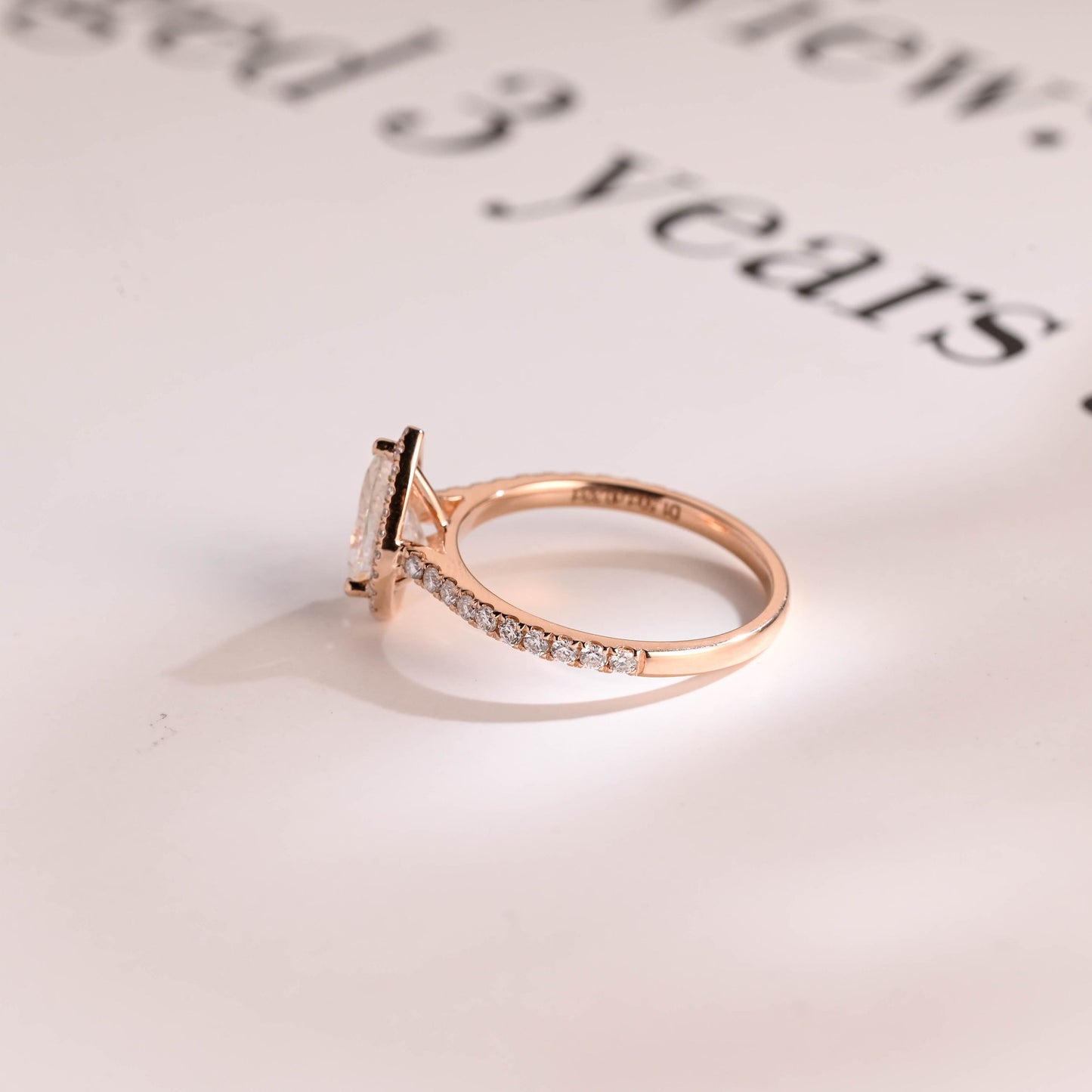 0.80 CT Pear Cut Halo Moissanite Engagement Ring
