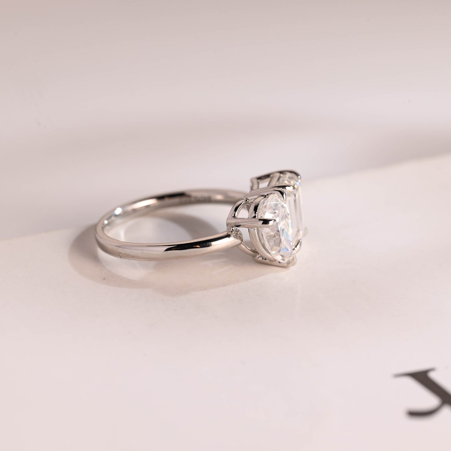 2.0 CT Pear & Emerald Cut Two Stone Moissanite Engagement Ring