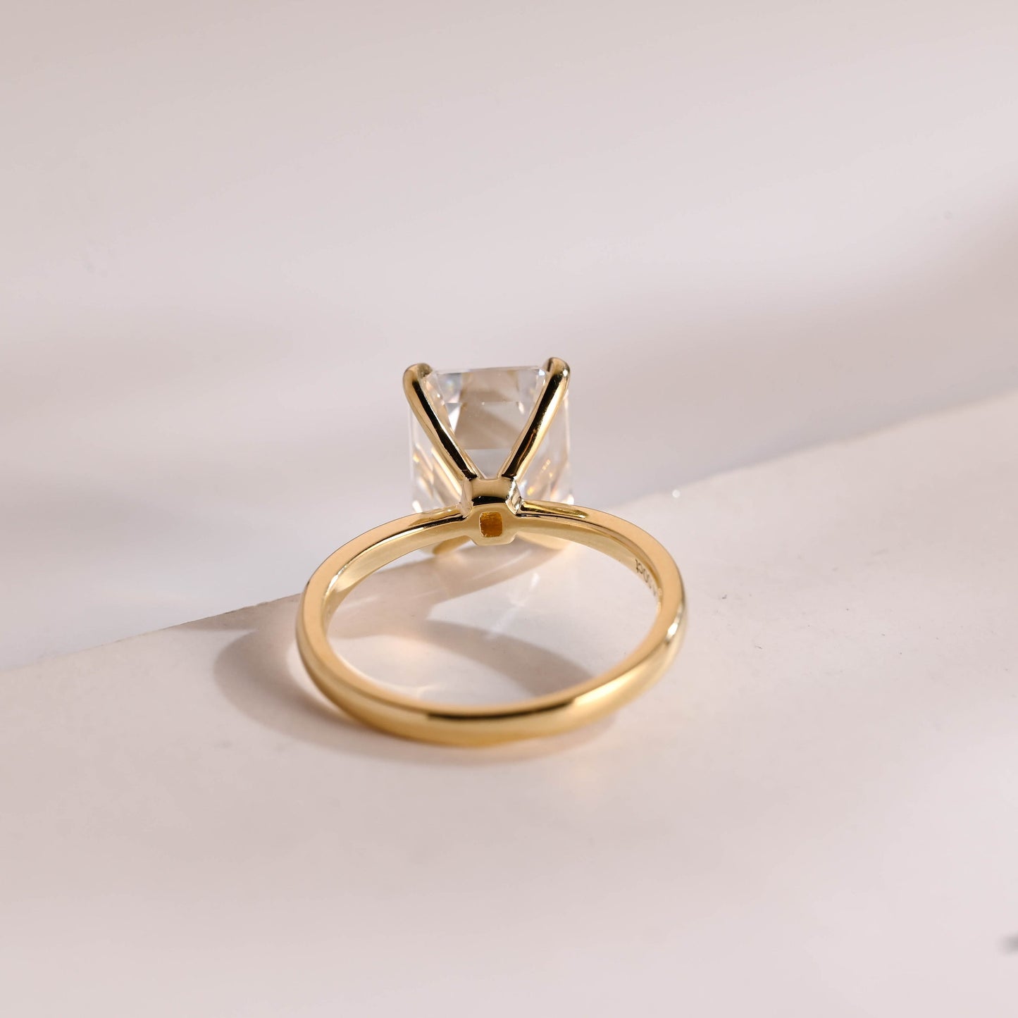 1.0 CT Emerald Cut Solitaire Moissanite Engagement Ring