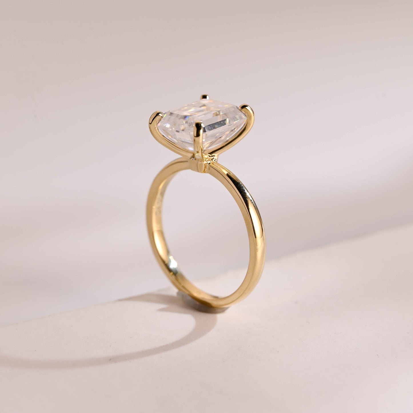 1.5 CT Emerald Cut Solitaire Moissanite Engagement Ring