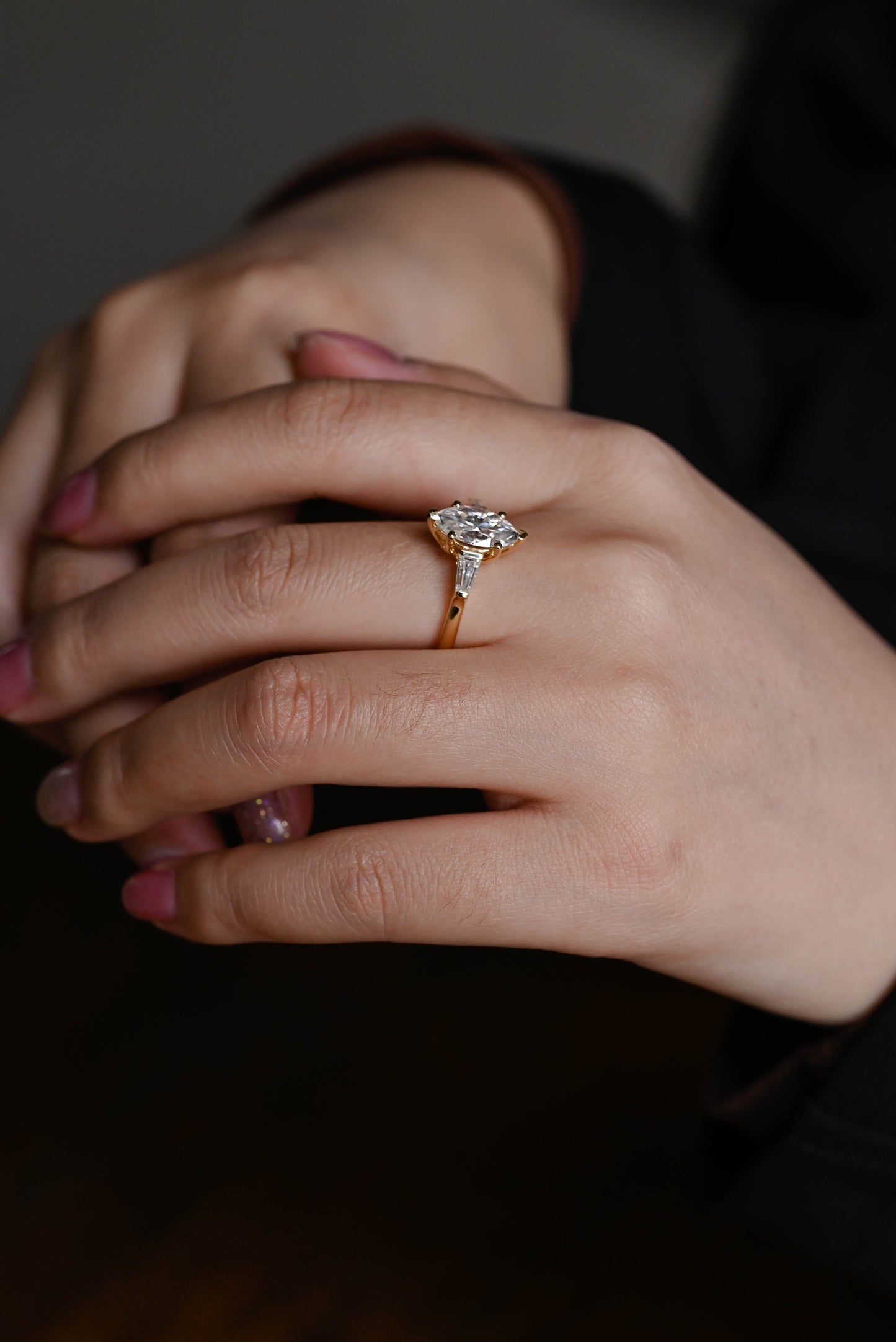 2.0 CT Marquise Cut Three Stone Moissanite Engagement Ring