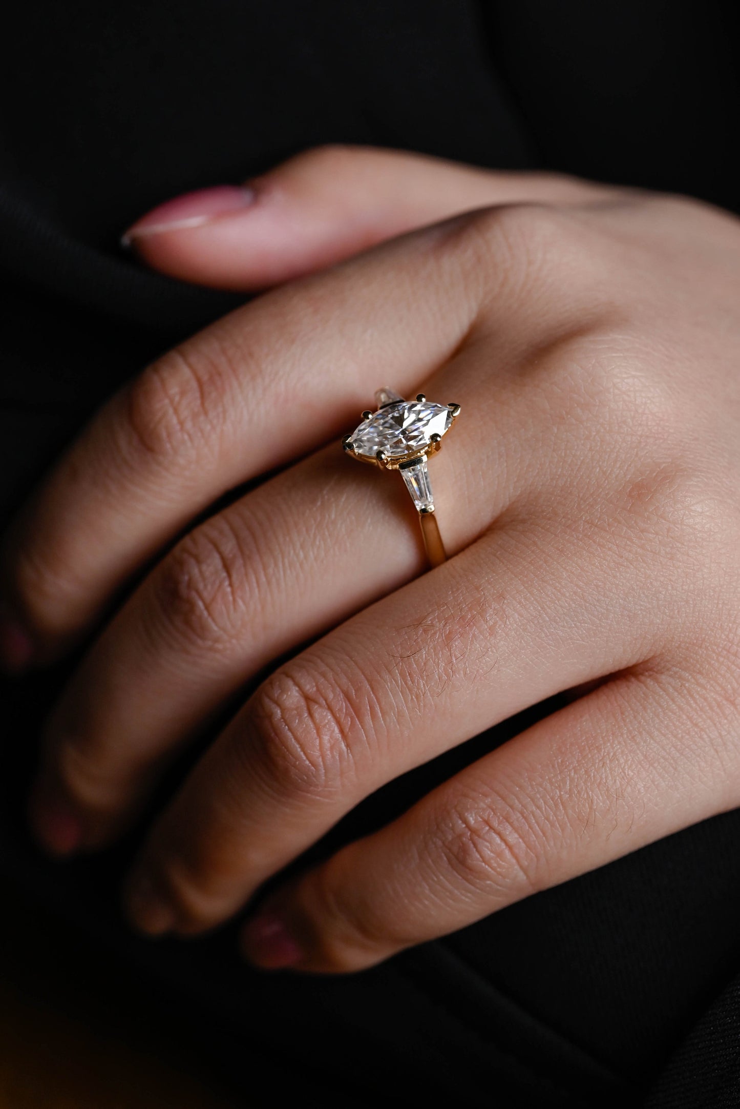 2.0 CT Marquise Cut Three Stone Moissanite Engagement Ring