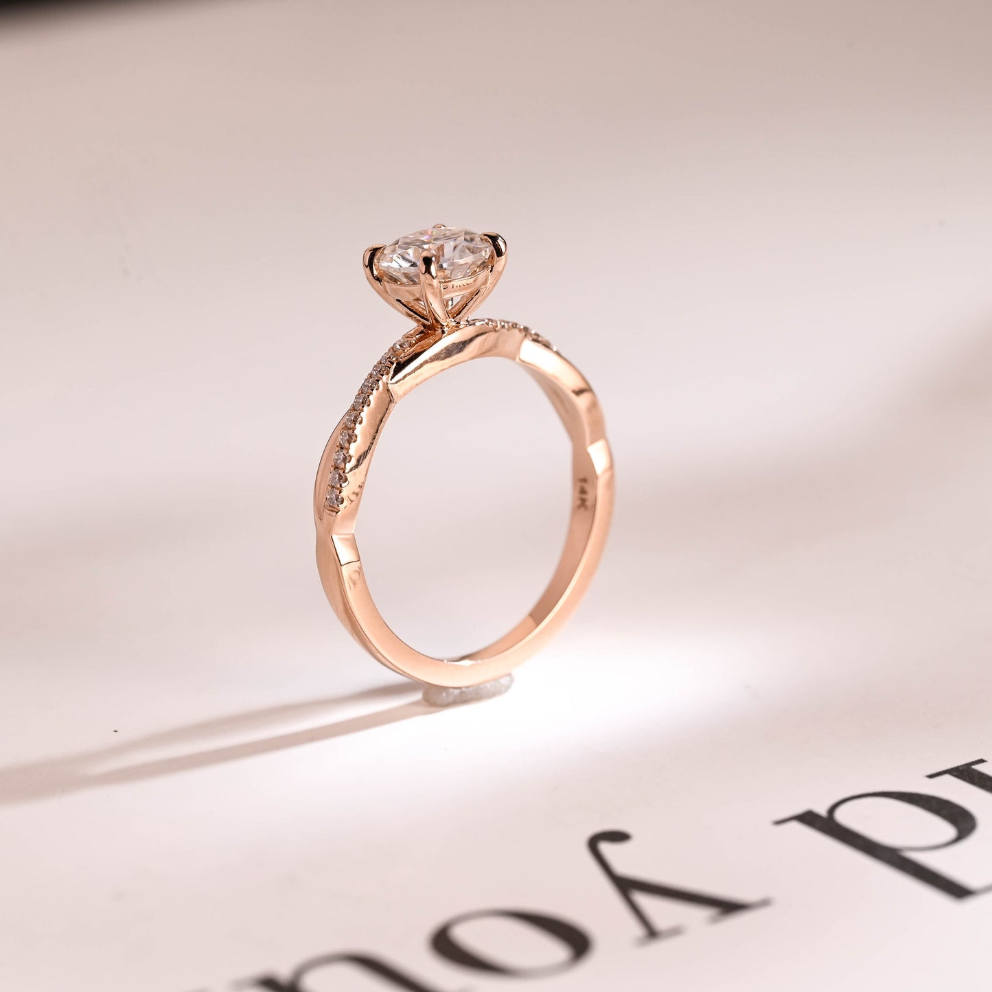 1.20 CT Round Cut Twisted Shank Moissanite Engagement Ring