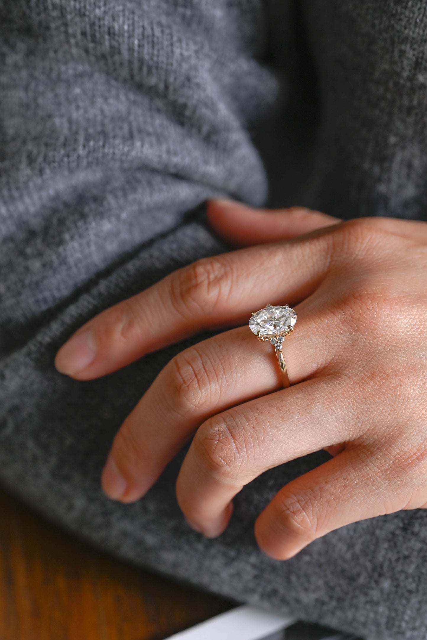 4.5 CT Oval Cut Cluster Moissanite Engagement Ring