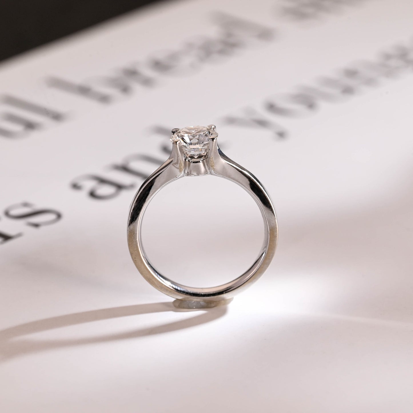 1.0 CT Round Cut Solitaire Moissanite Engagement Ring