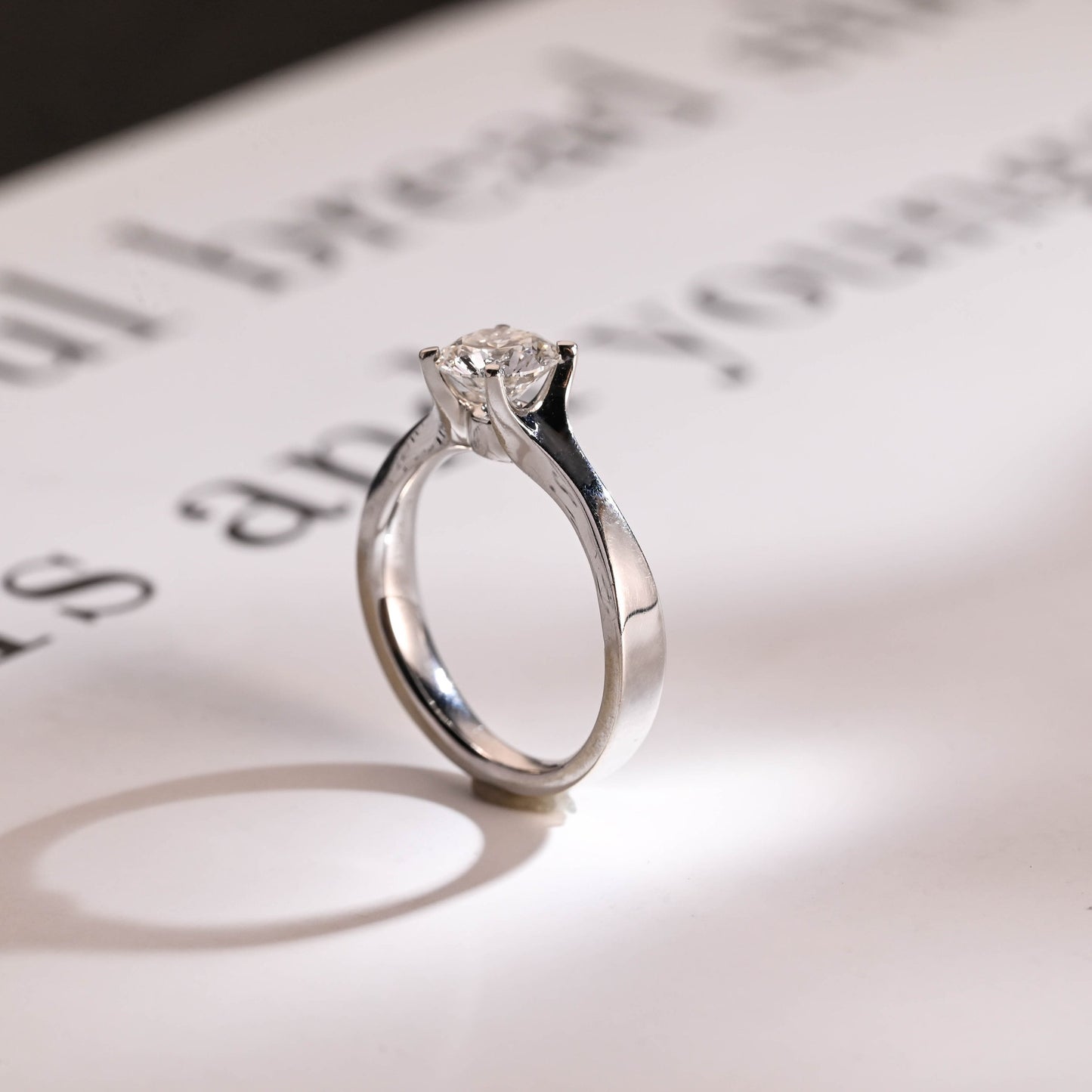 1.0 CT Round Cut Solitaire Moissanite Engagement Ring