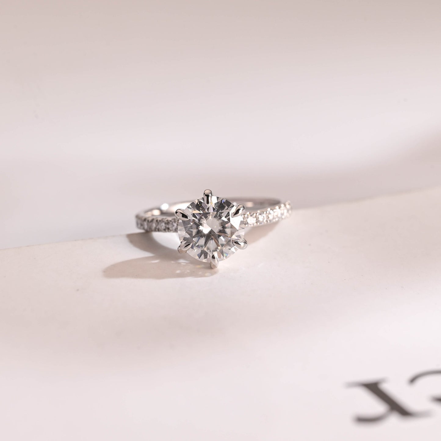 1.0 CT Round Cut Hidden Halo Moissanite Engagement Ring