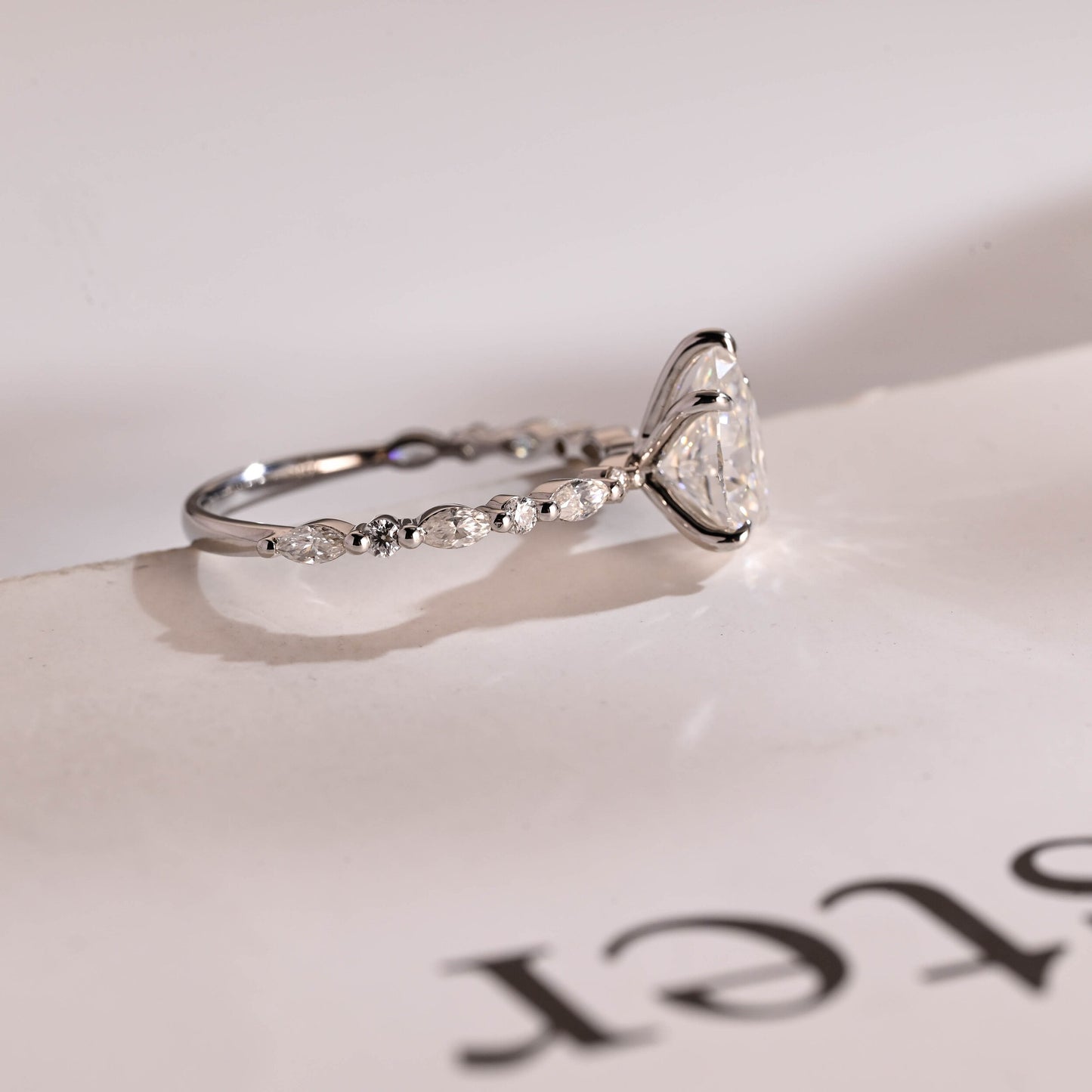 2.0 CT Pear Cut Pave Moissanite Engagement Ring