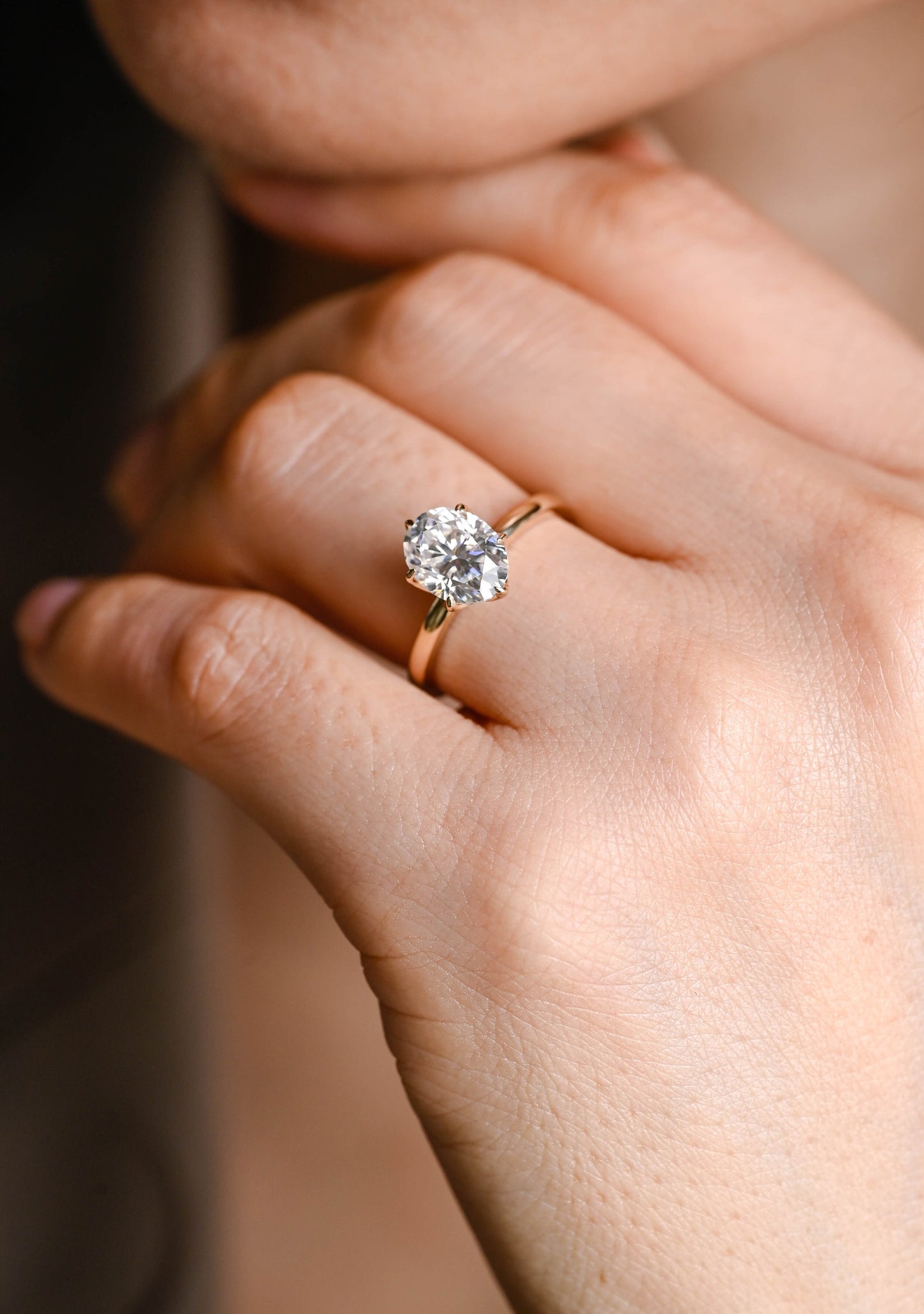 1.0 CT Oval Cut Solitaire Moissanite Engagement Ring
