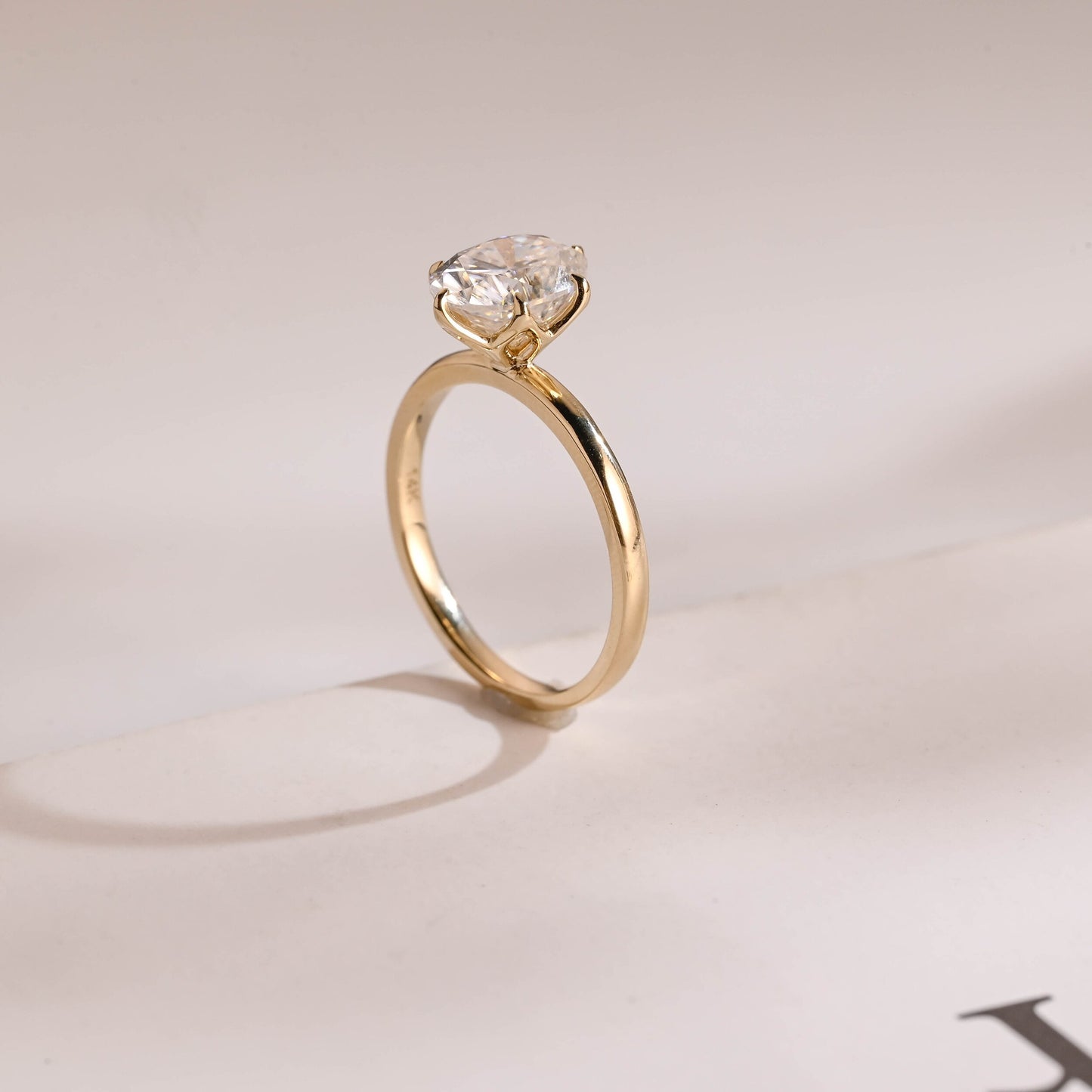 1.0 CT Oval Cut Solitaire Moissanite Engagement Ring