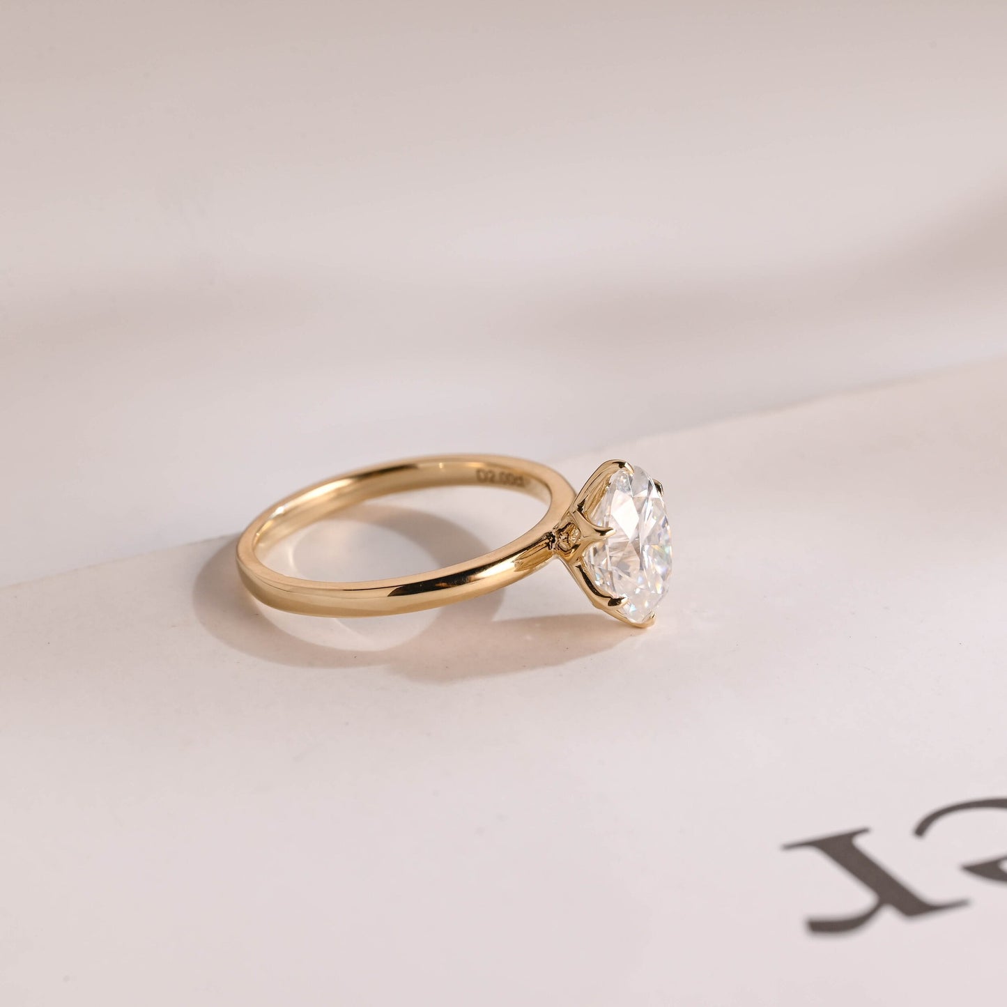 1.0 CT Oval Cut Solitaire Moissanite Engagement Ring