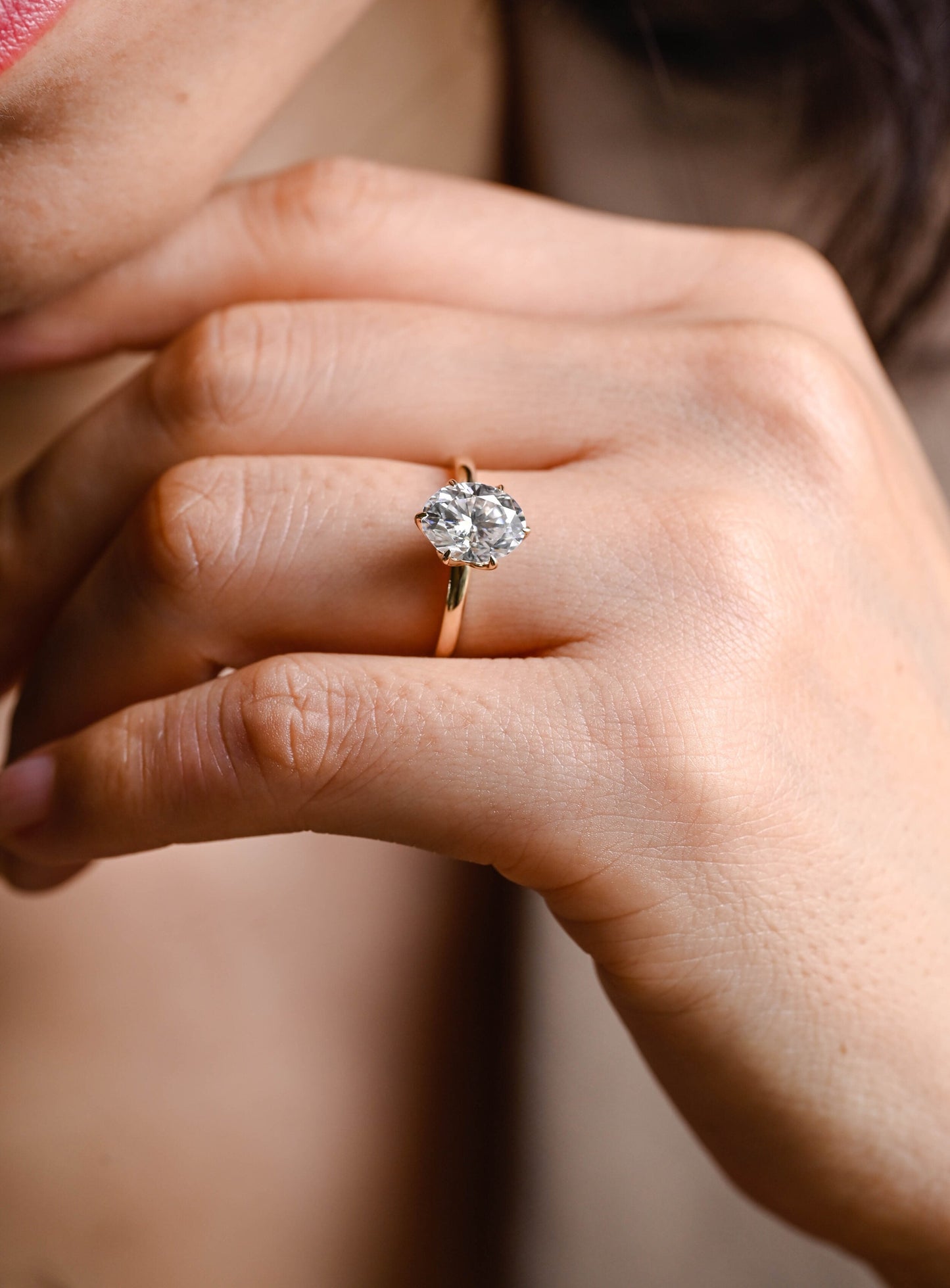 1.0 CT Oval Cut Solitaire Moissanite Engagement Ring