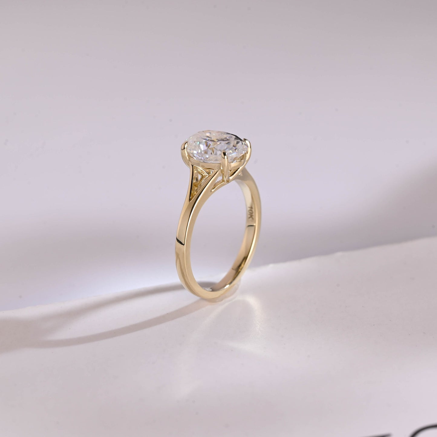 1.0 CT Oval Cut Solitaire Moissanite Engagement Ring