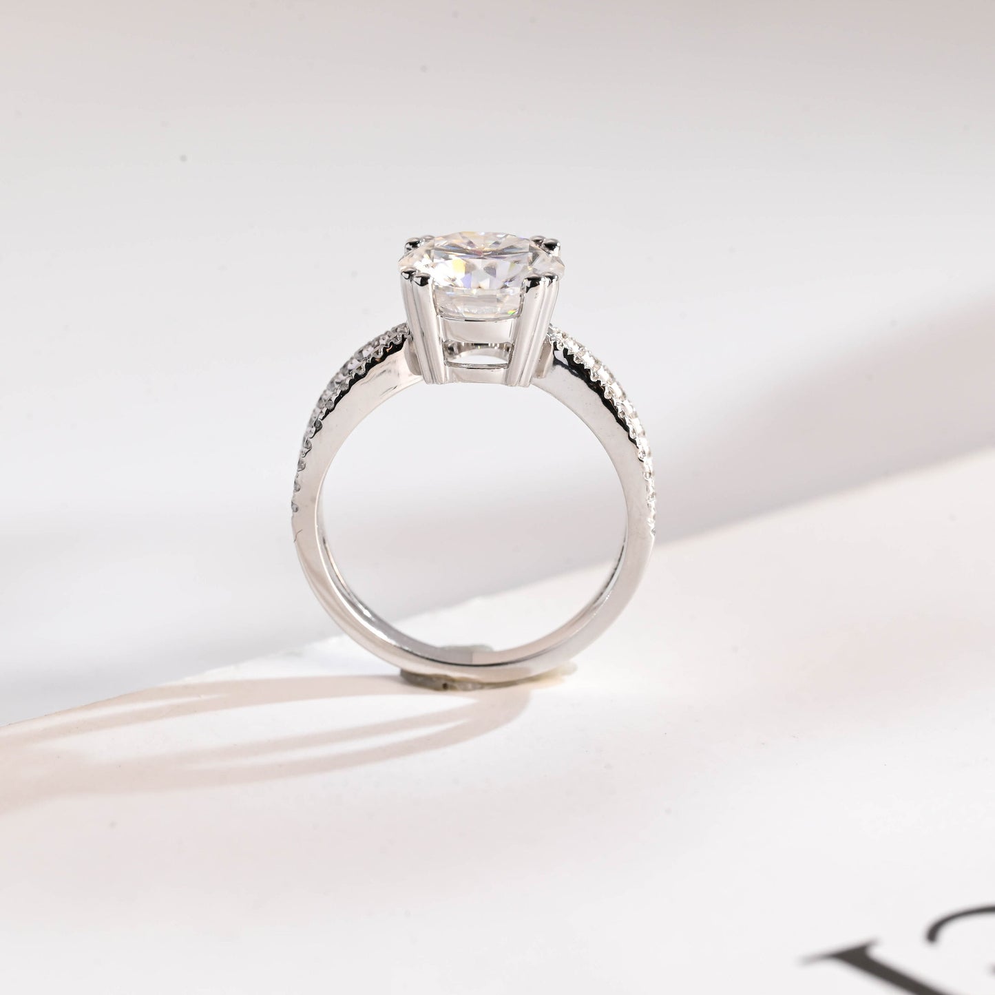 1.5 CT Round Cut Split Shank Moissanite Engagement Ring