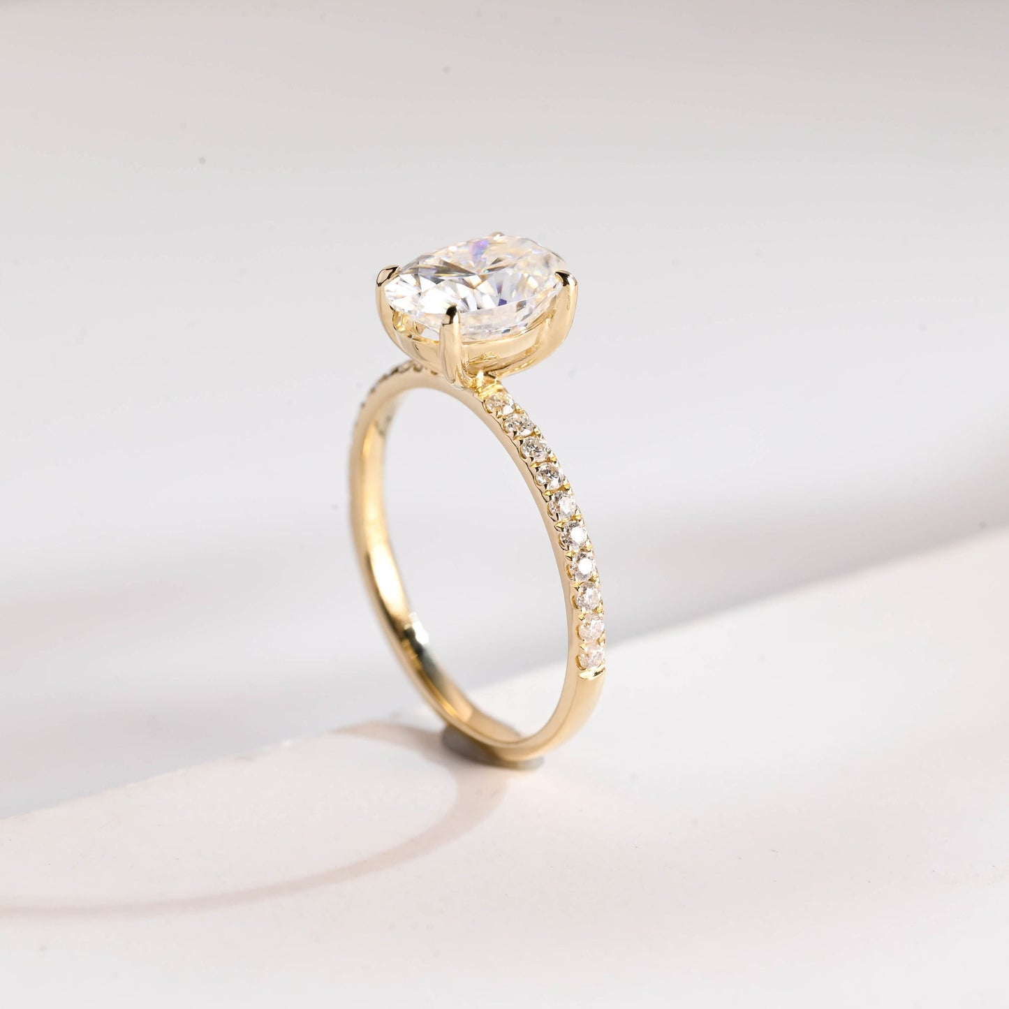 2.5 CT Oval Cut Pave Moissanite Engagement Ring
