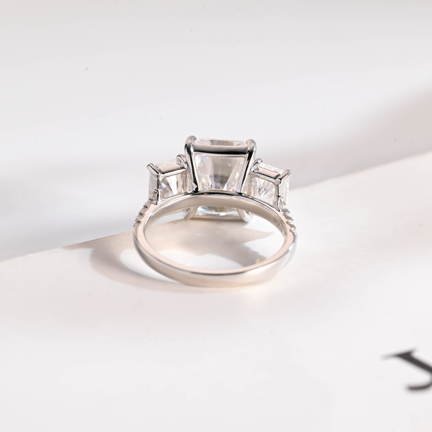 1.0 CT Radiant Cut Three Stone Moissanite Engagement Ring