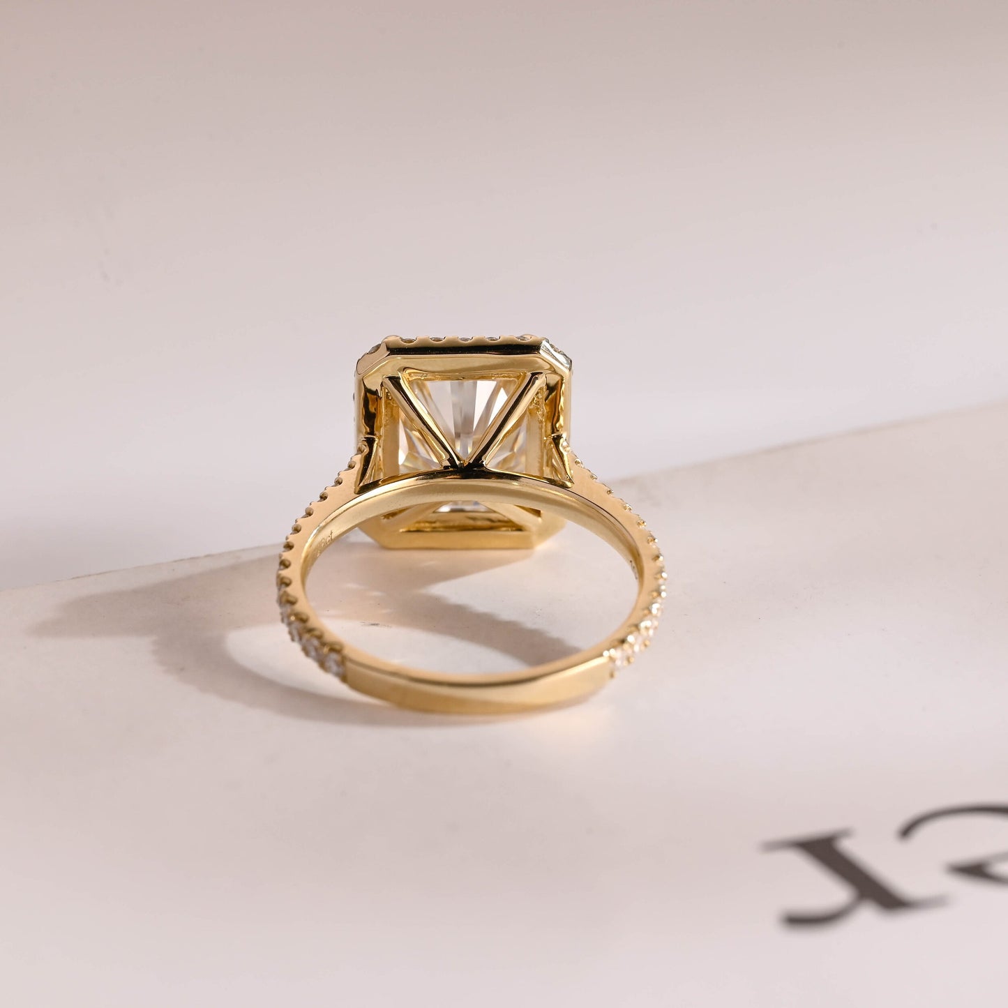 1.0 CT Radiant Cut Halo Moissanite Engagement Ring