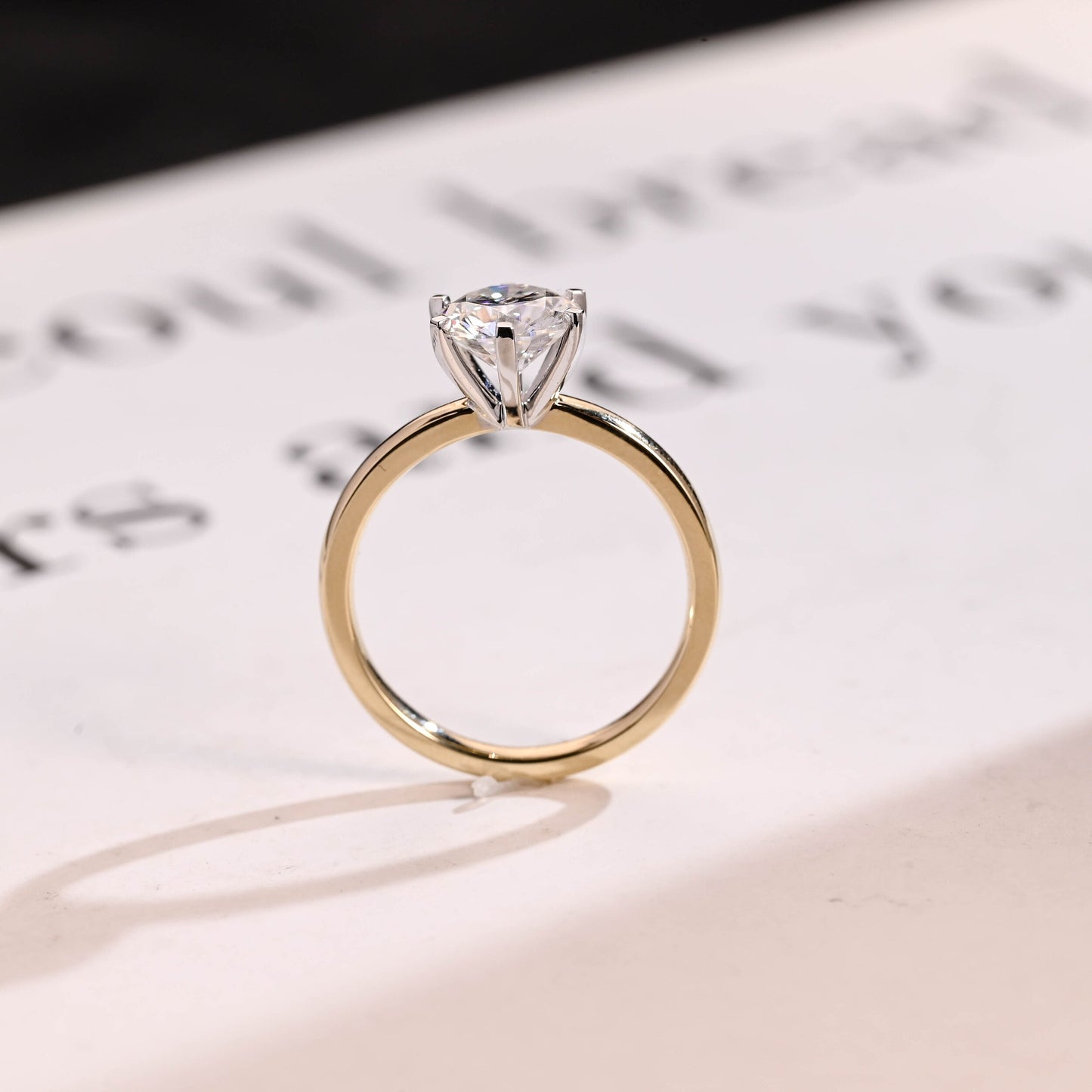 1.0 CT Round Cut Solitaire Moissanite Engagement Ring