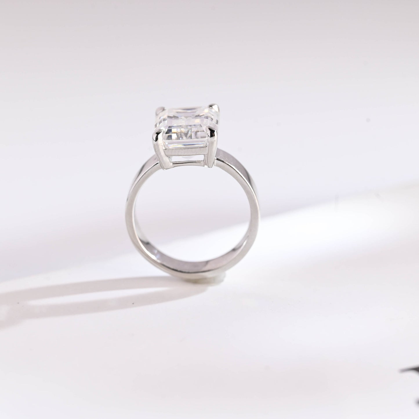 4.0 CT Emerald Cut Solitaire Moissanite Engagement Ring