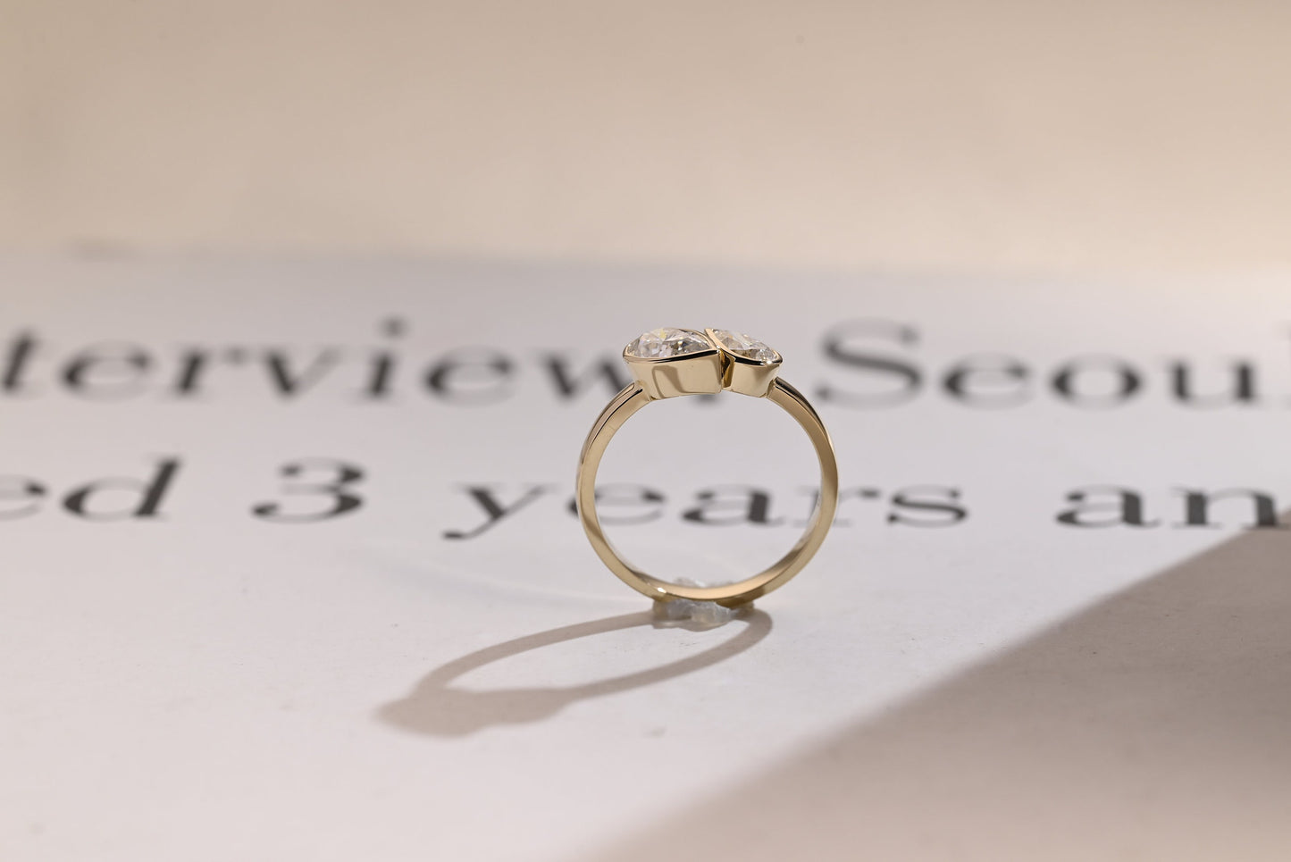 1.0 CT Pear Cut Two Stone Moissanite Engagement Ring