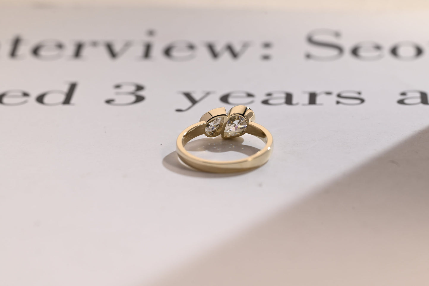 1.0 CT Pear Cut Two Stone Moissanite Engagement Ring