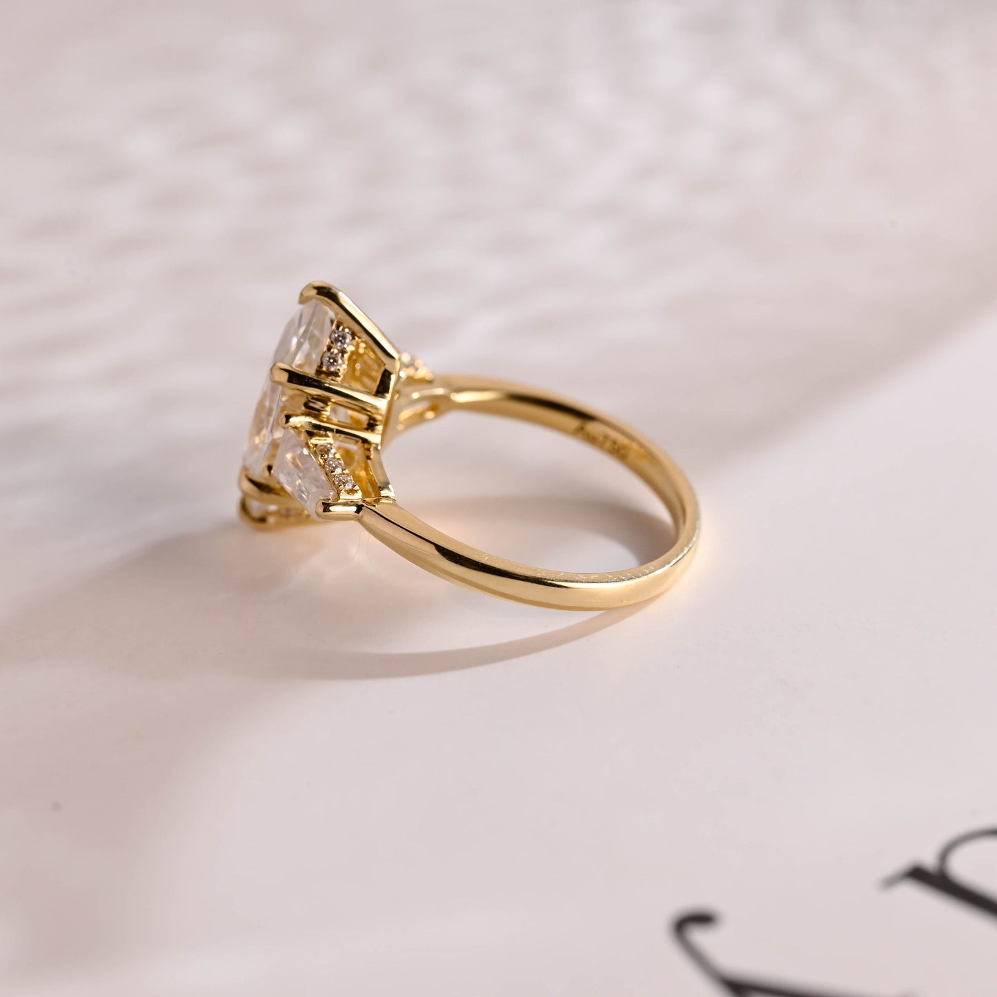 2.5 CT Marquise Cut Three Stone Moissanite Engagement Ring