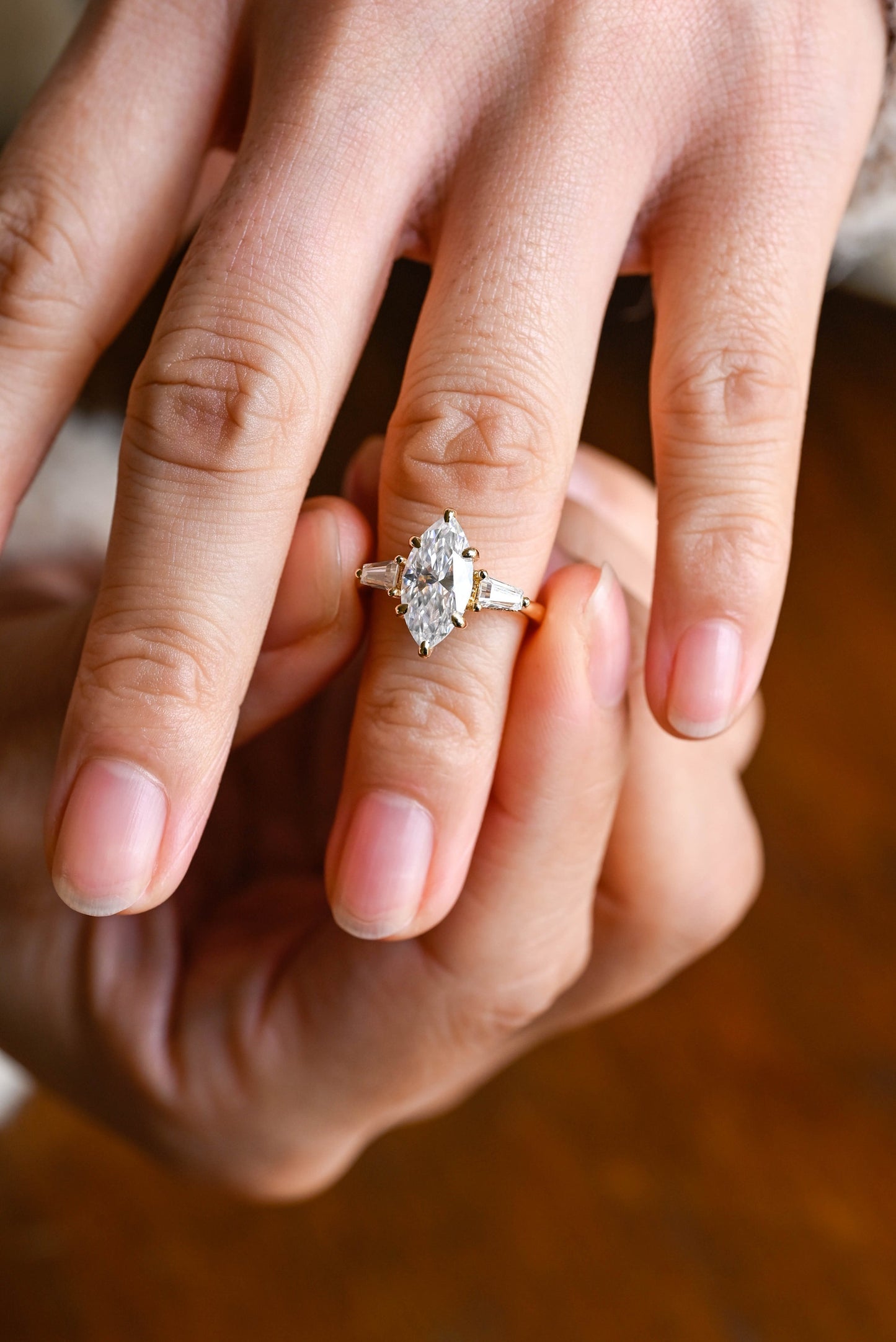 2.5 CT Marquise Cut Three Stone Moissanite Engagement Ring