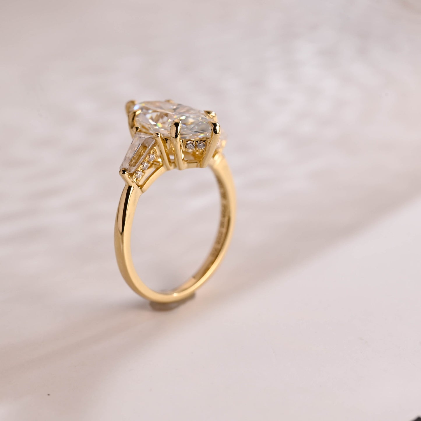 2.5 CT Marquise Cut Three Stone Moissanite Engagement Ring