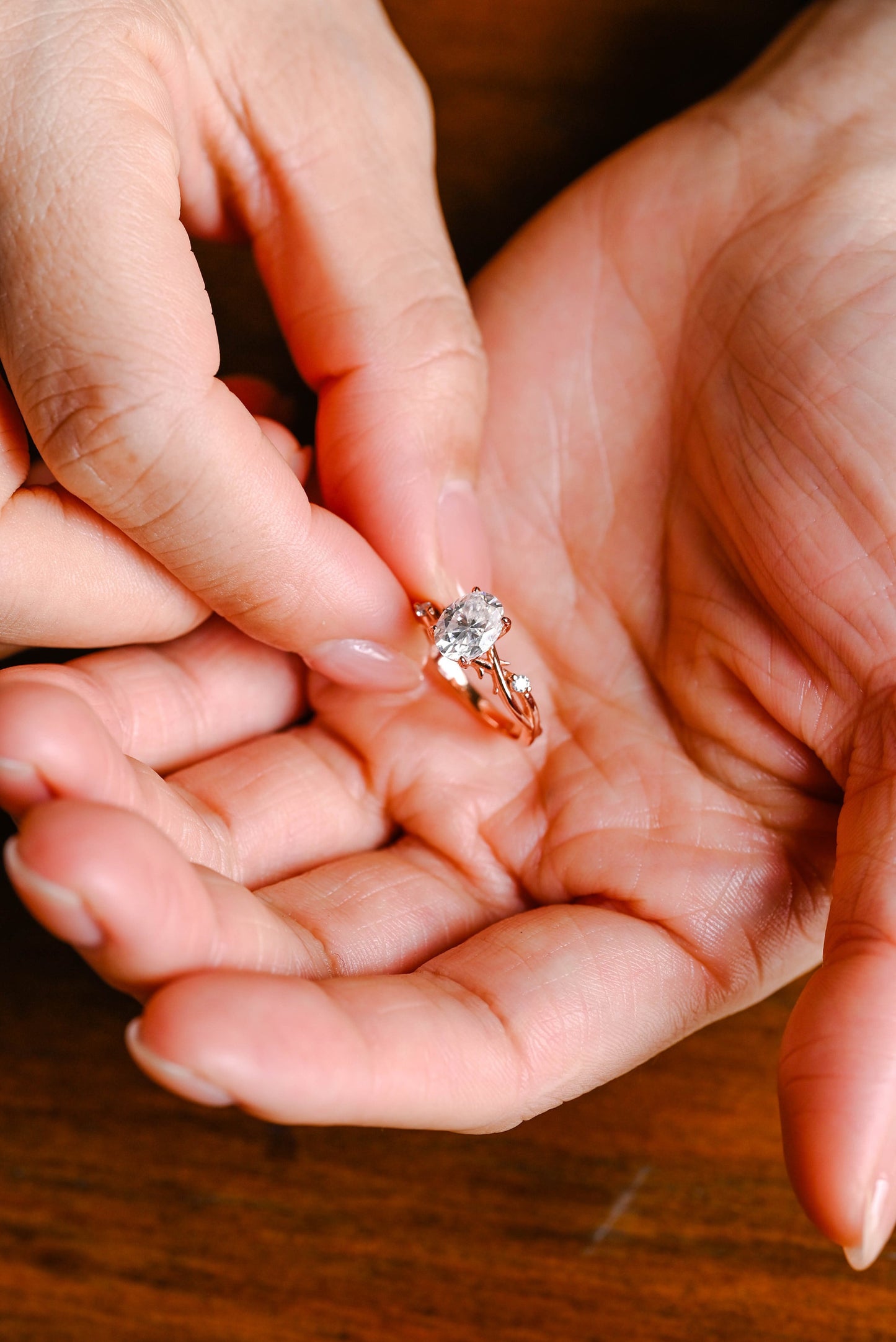 1.5 CT Oval Cut Twisted Moissanite Engagement Ring