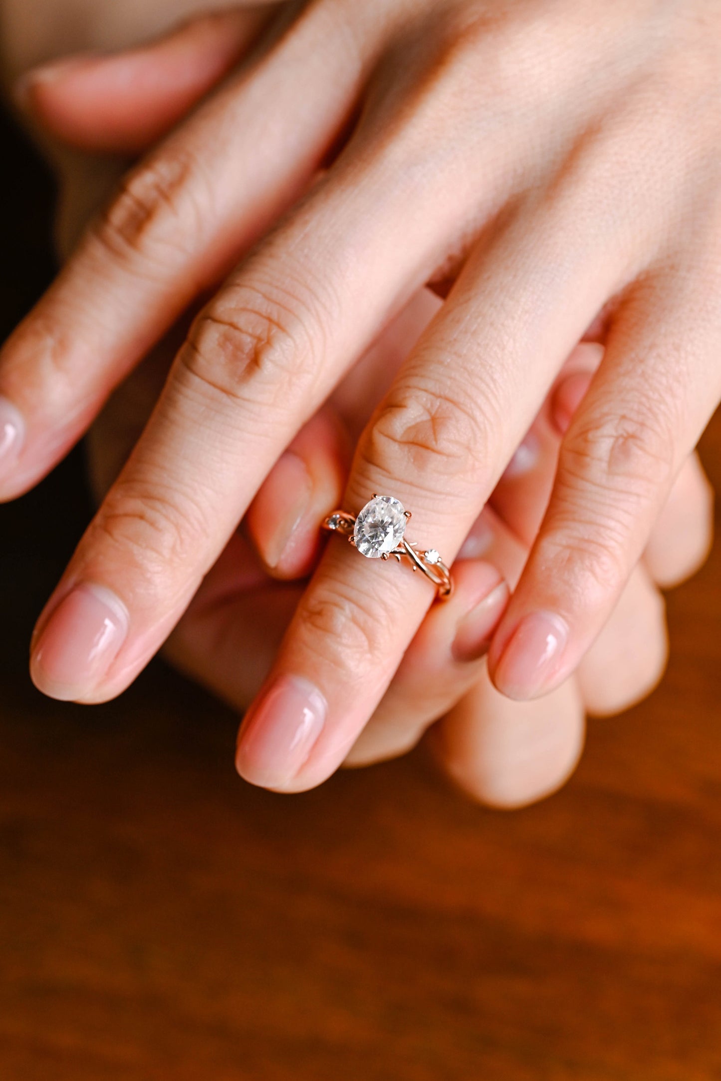 1.5 CT Oval Cut Twisted Moissanite Engagement Ring