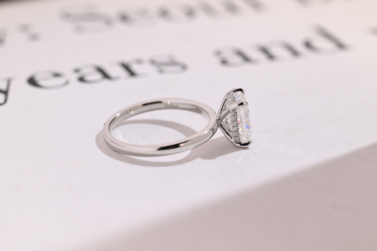 1.0 CT Radiant Cut Hidden Halo Moissanite Engagement Ring