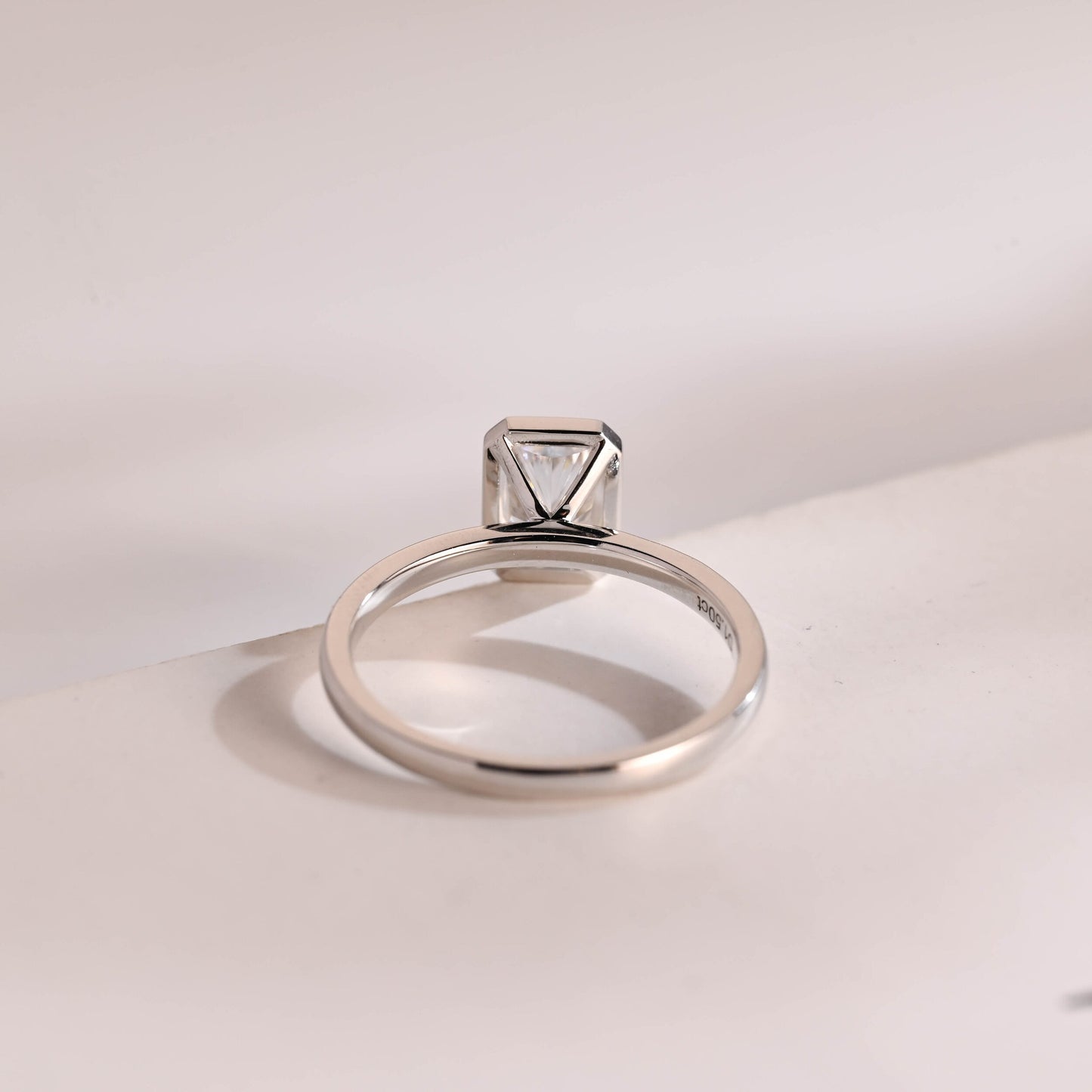 0.80 CT Radiant Cut Bezel Moissanite Engagement Ring