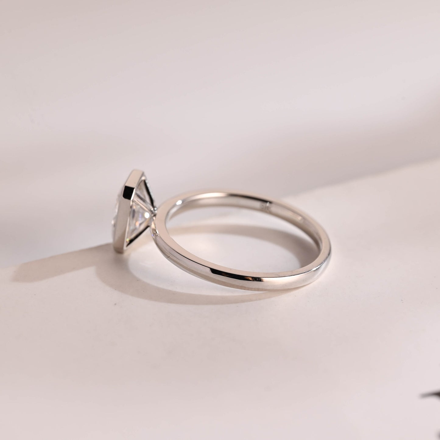 0.80 CT Radiant Cut Bezel Moissanite Engagement Ring