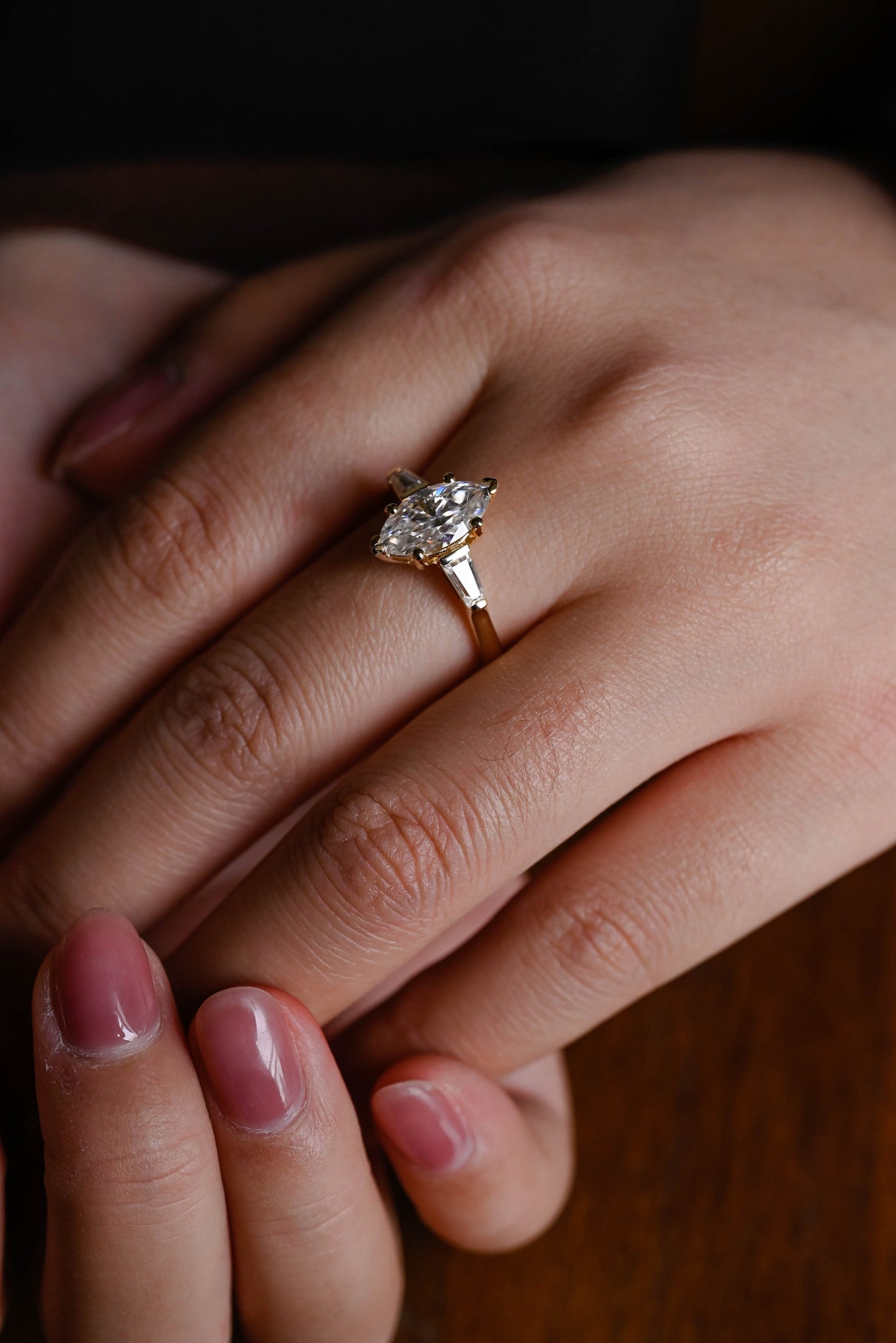 2.0 CT Marquise Cut Three Stone Moissanite Engagement Ring